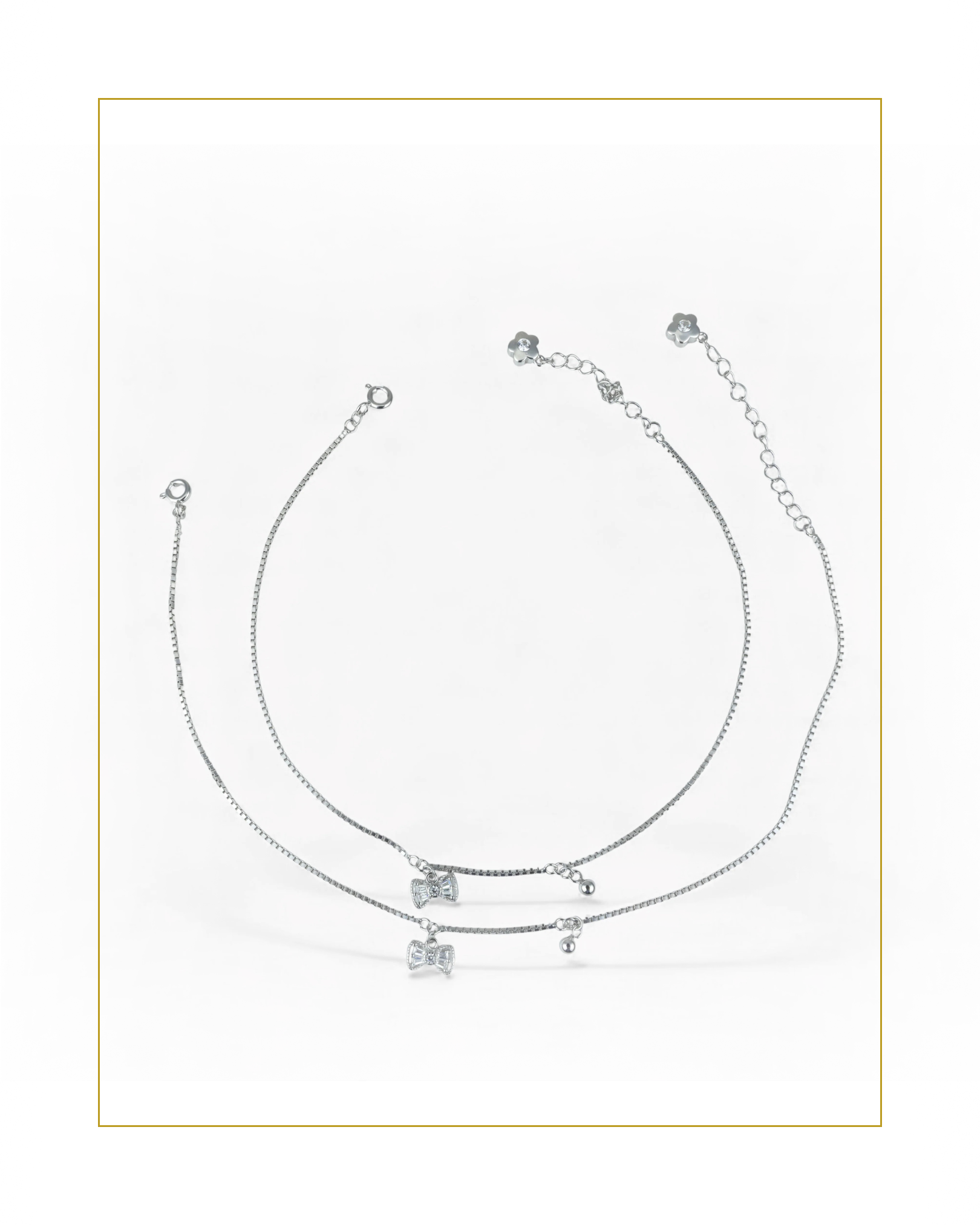 Silver Laurel Anklets PAIR - Miraura Jewels