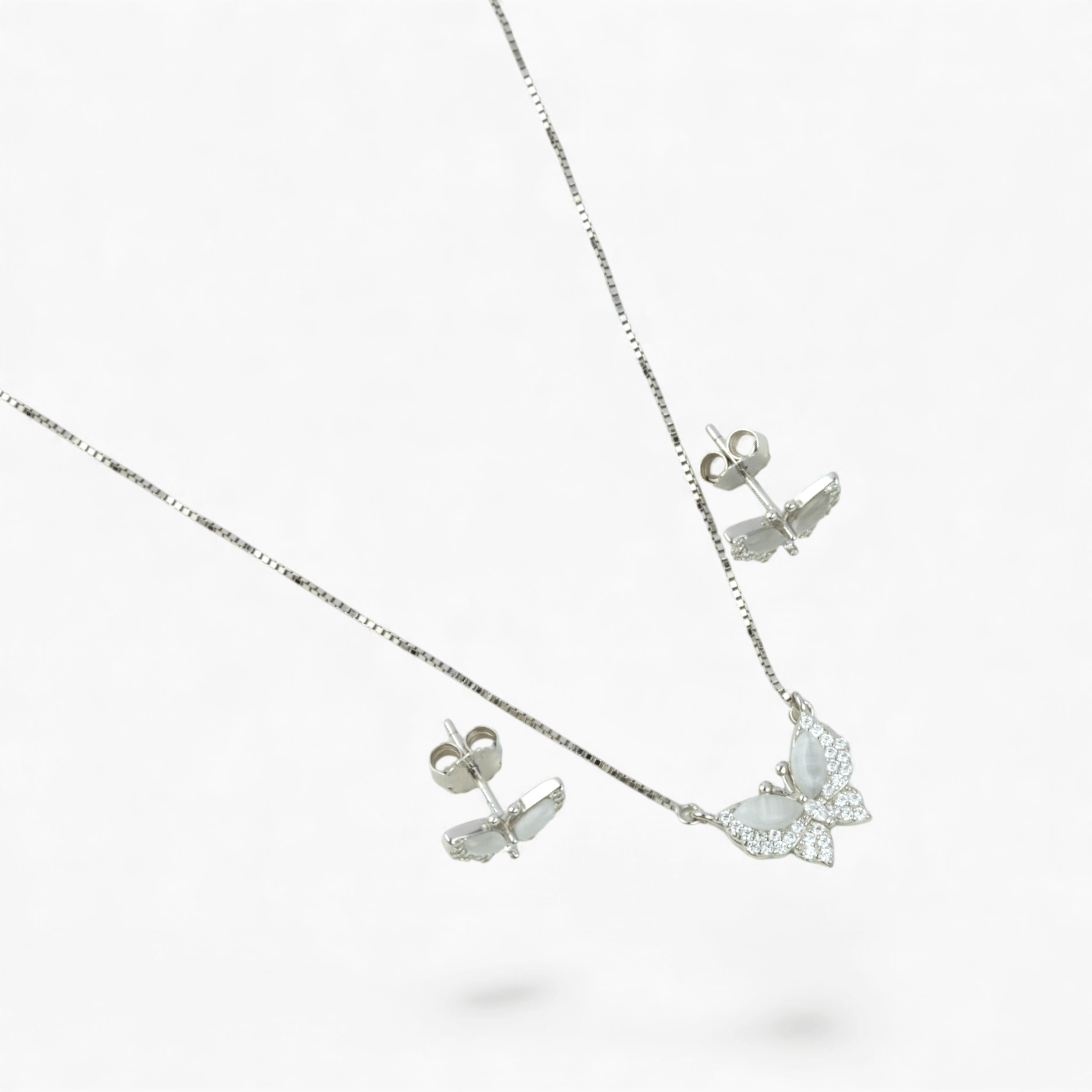 925 Silver Butterfly Necklace & Earrings - Miraura Jewels