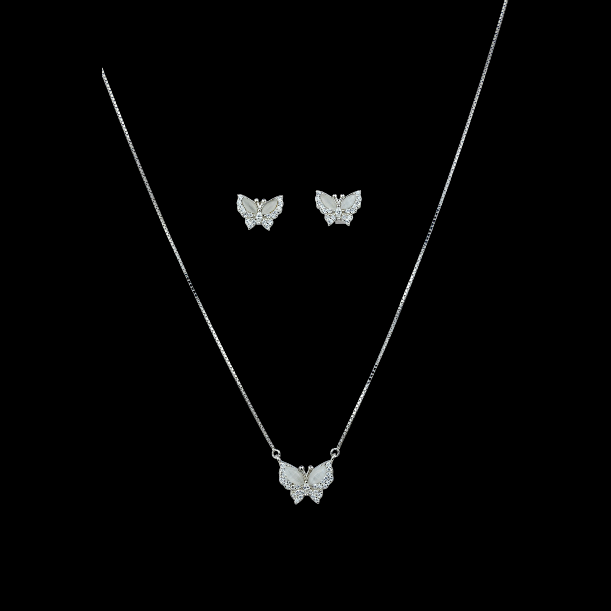 925 Silver Butterfly Necklace & Earrings - Miraura Jewels
