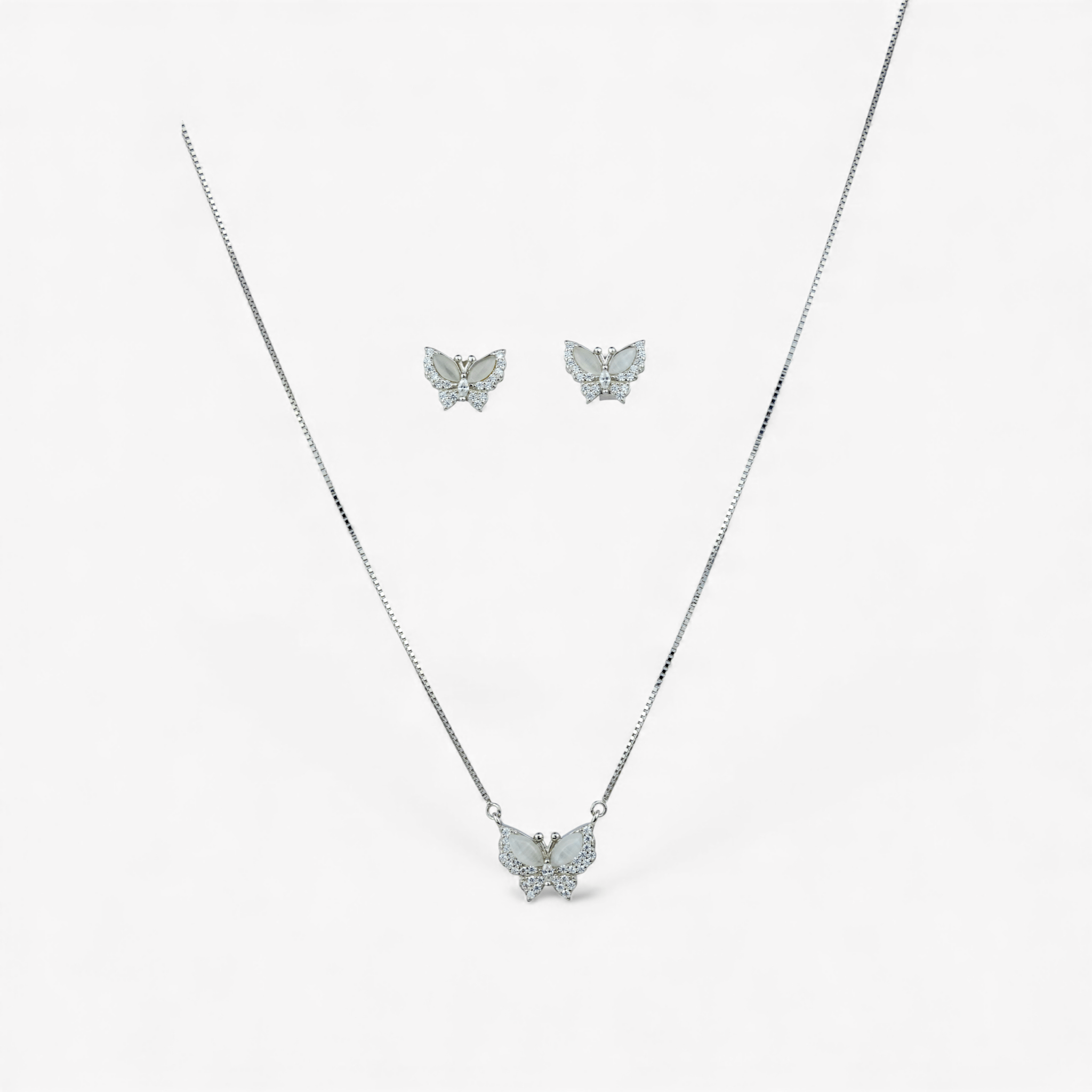925 Silver Butterfly Necklace & Earrings - Miraura Jewels