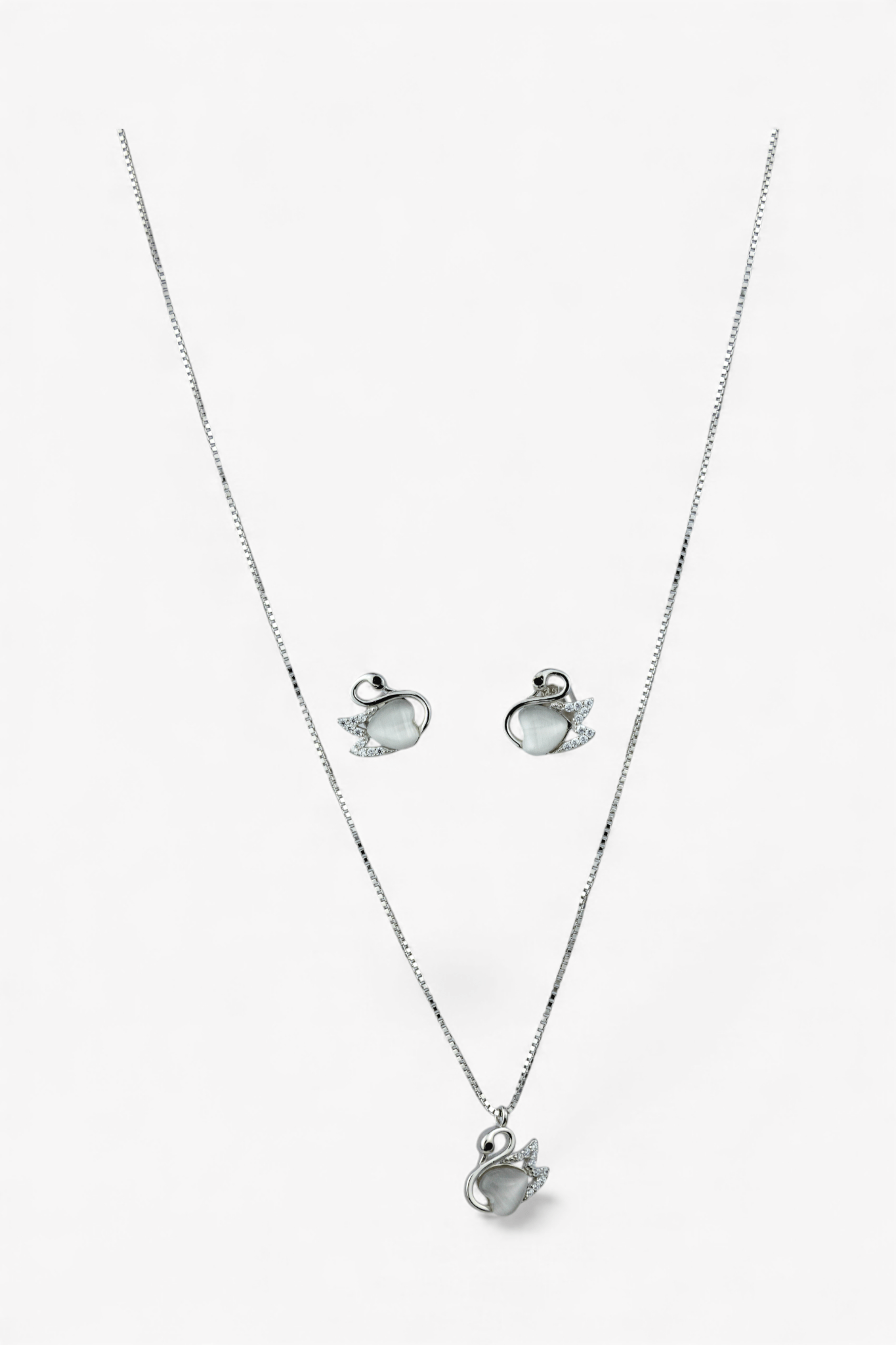 925 Silver Swan Pendant Set - Miraura Jewels