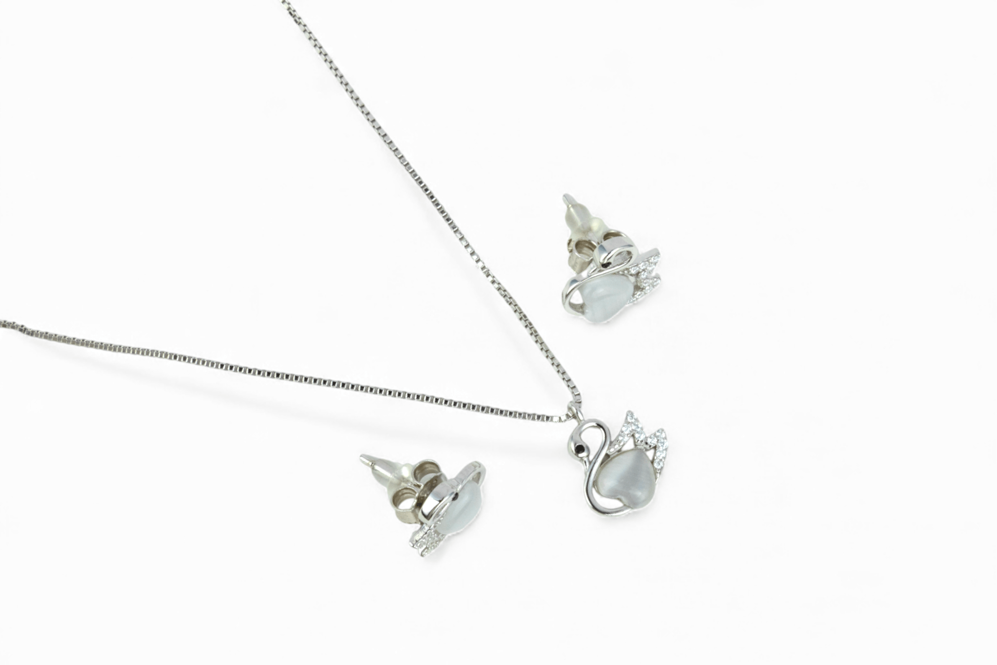 925 Silver Swan Pendant Set - Miraura Jewels