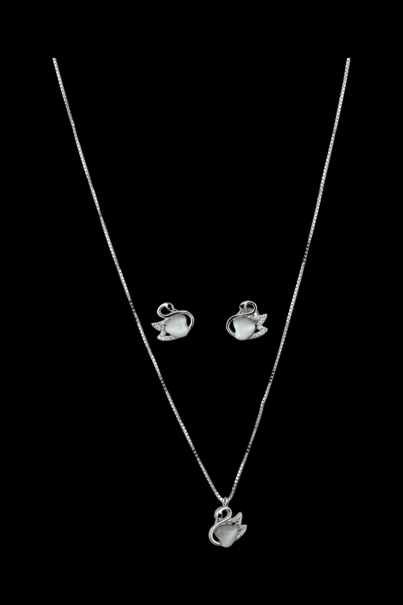 925 Silver Swan Pendant Set - Miraura Jewels