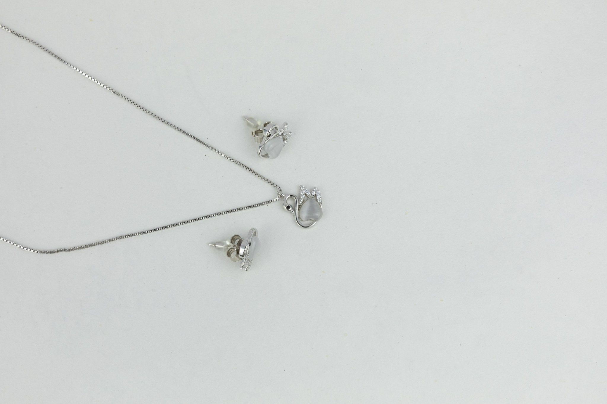 925 Silver Swan Pendant Set - Miraura Jewels
