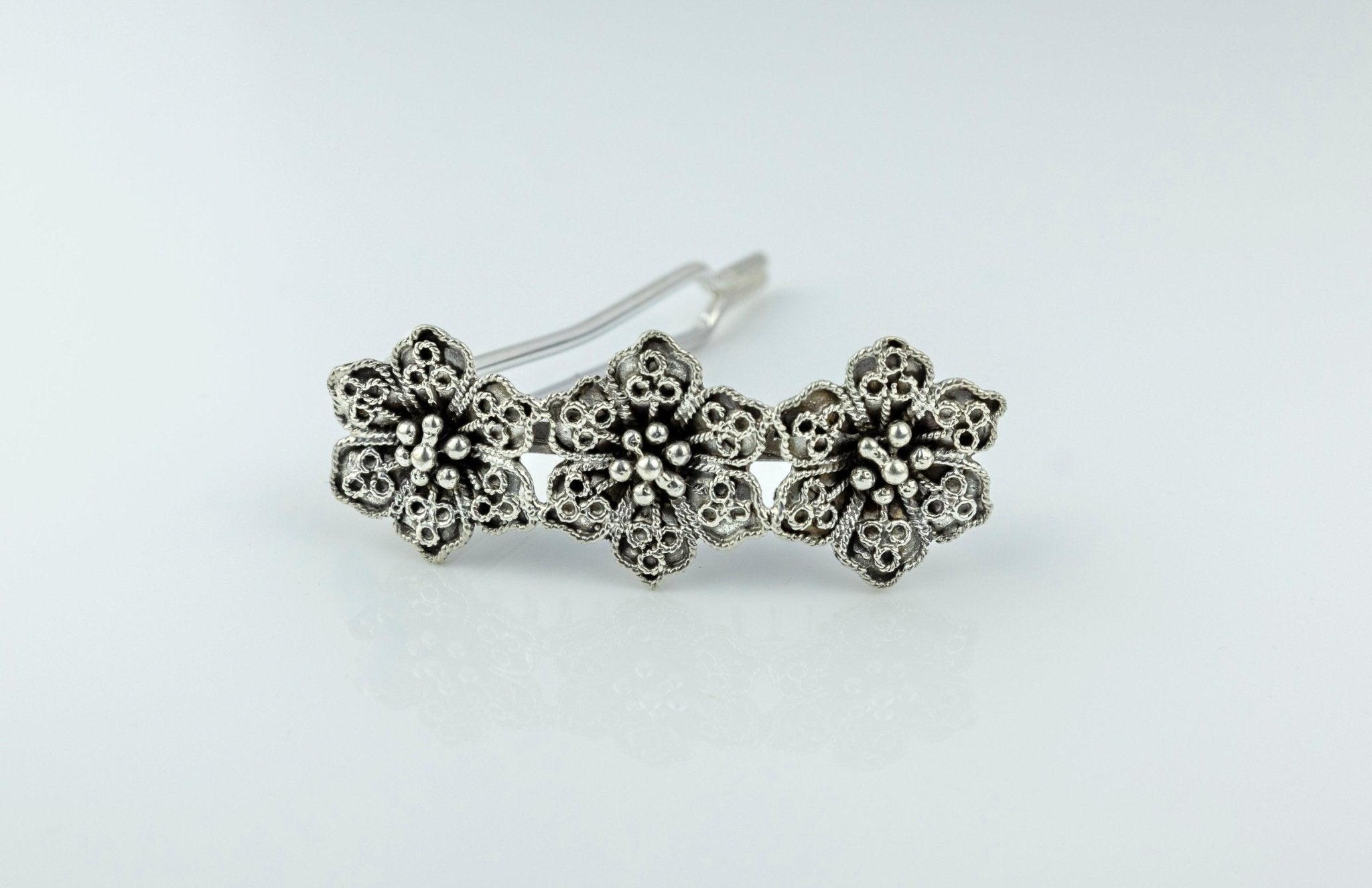 925 Silver Textural Cluster Hair Clip - Miraura Jewels