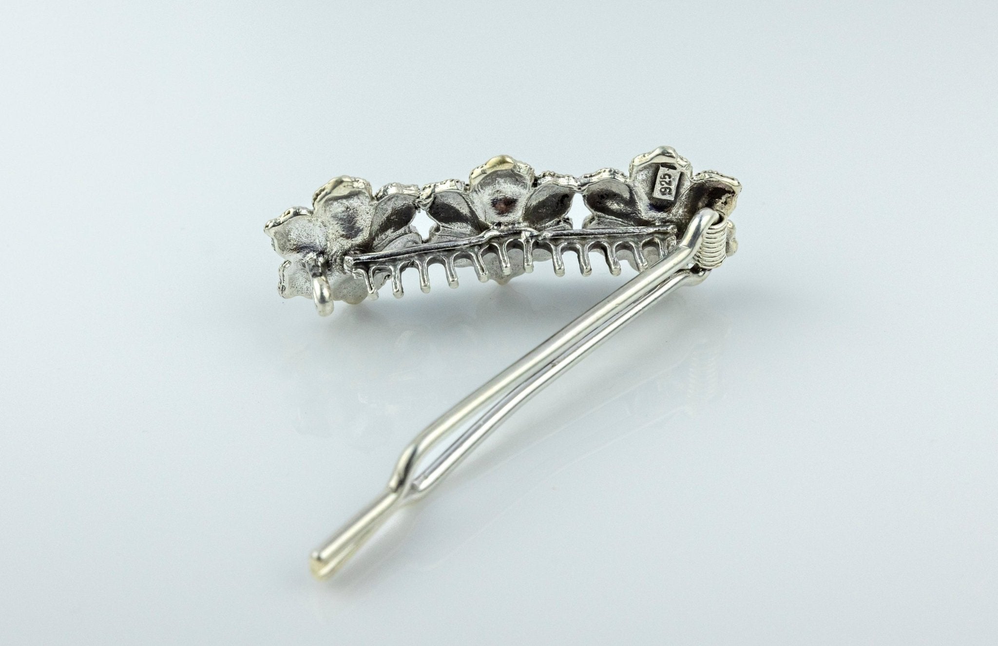 925 Silver Textural Cluster Hair Clip - Miraura Jewels