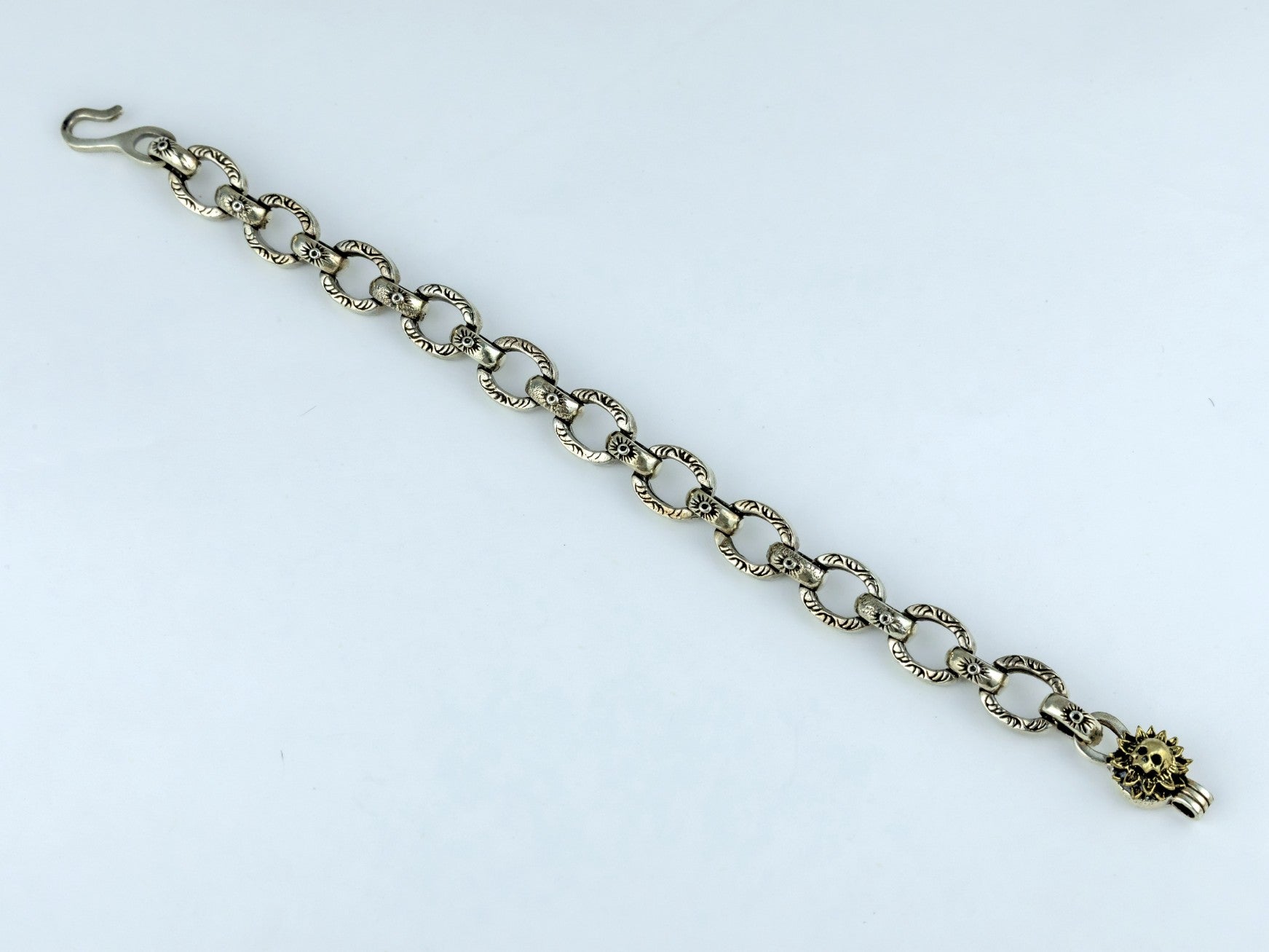 925 Sterling Silver Textured Gothic Link Bracelet by Miraura Jewels