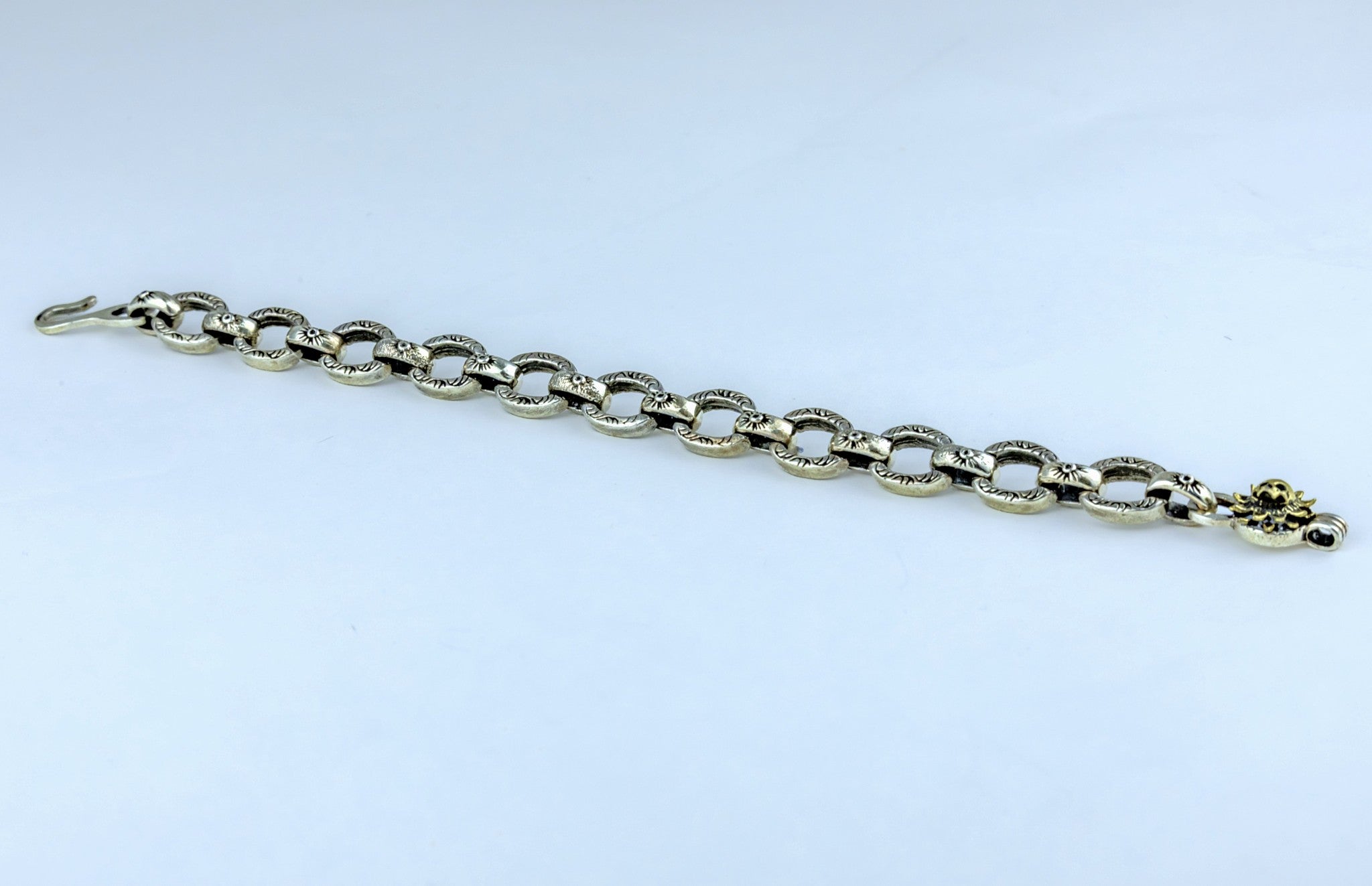 925 Sterling Silver Textured Gothic Link Bracelet - Miraura Jewels