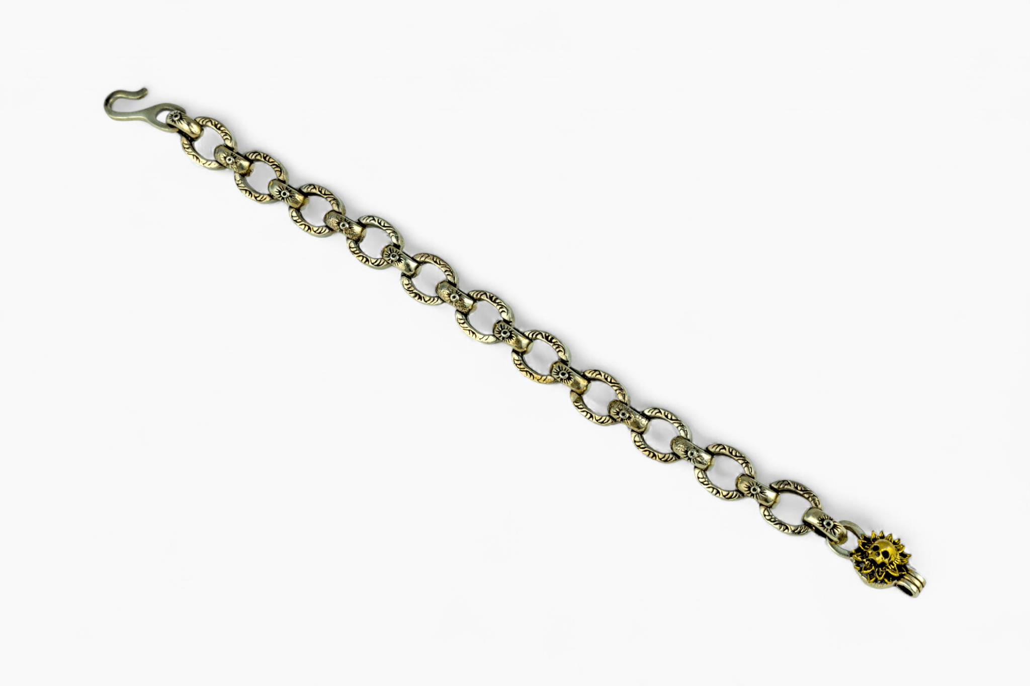 925 Sterling Silver Textured Gothic Link Bracelet - Miraura Jewels