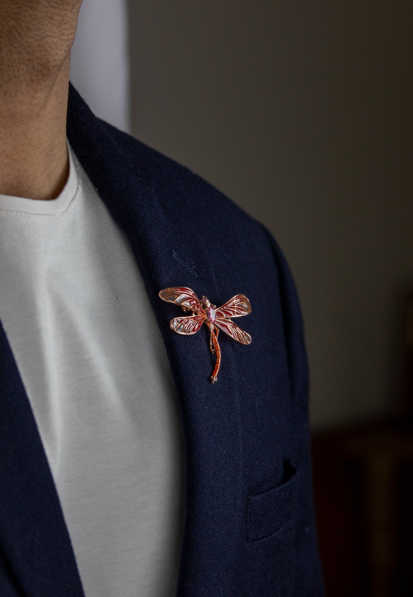 Enamel Dragonfly Rose Gold Silver Brooch - Miraura Jewels