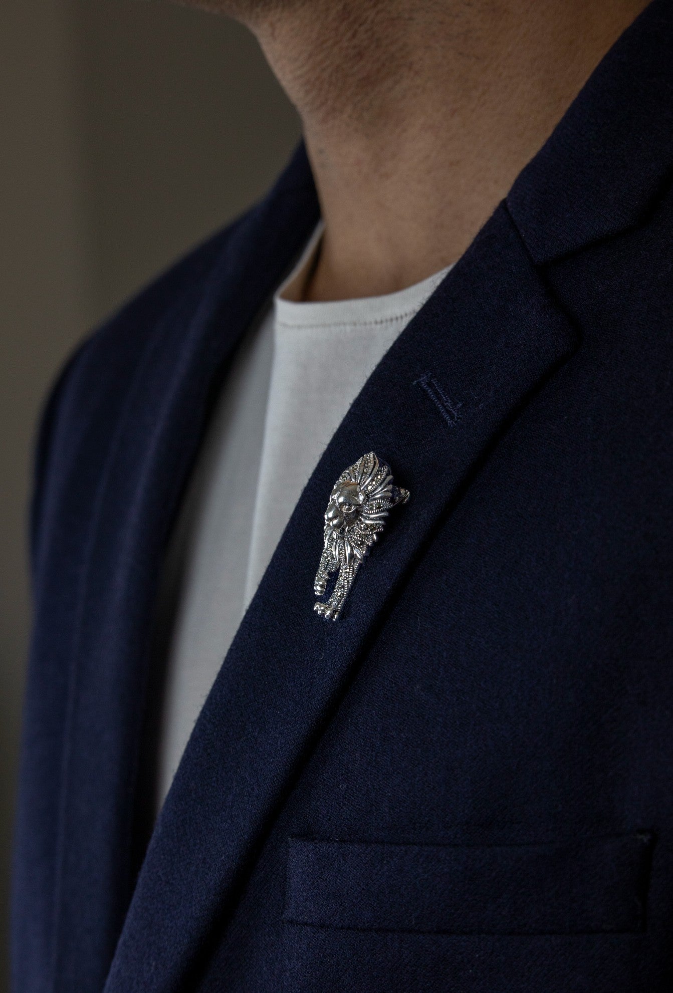 Majestic Lion Head Oxidized Silver Brooch - Miraura Jewels