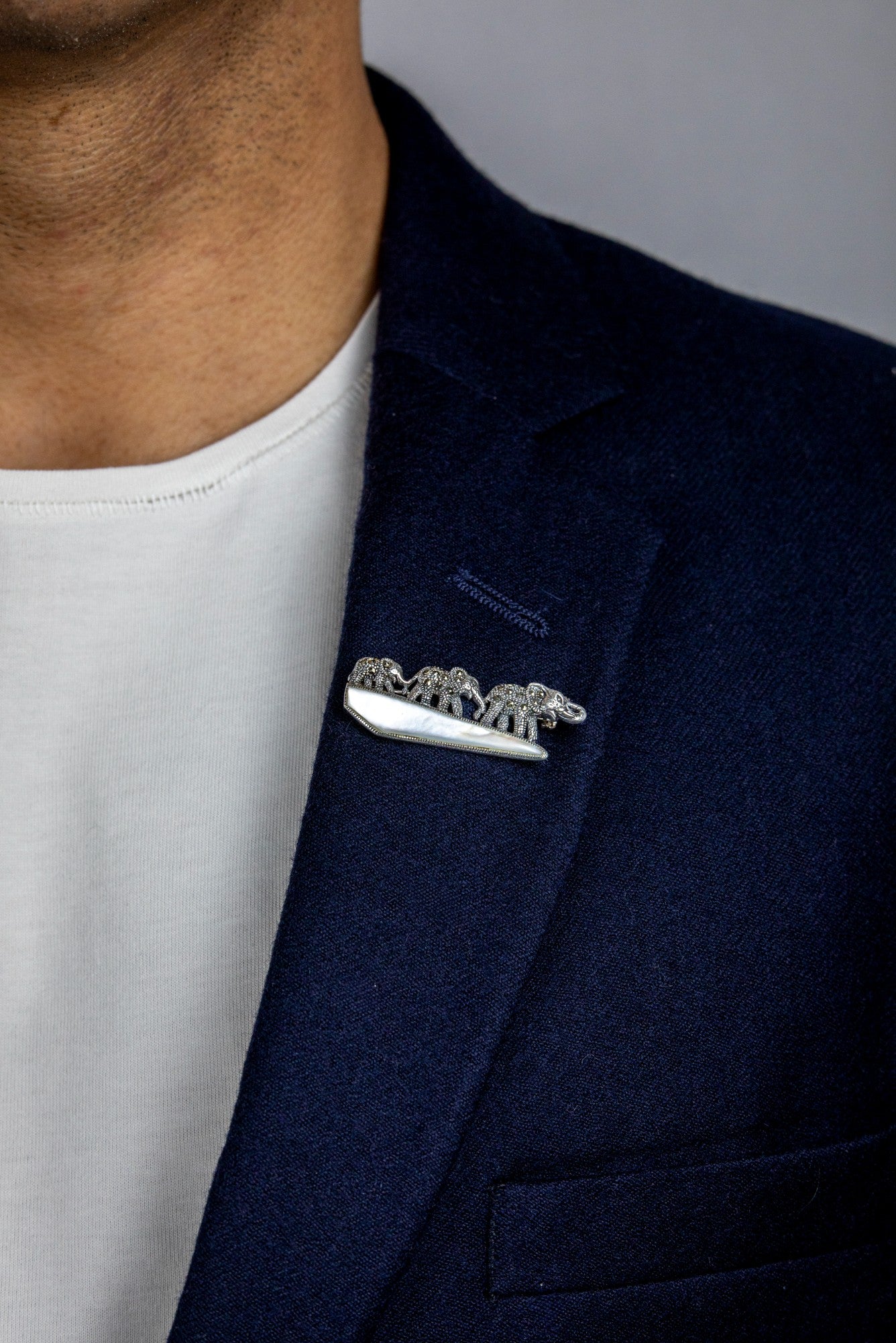 Elephant Trio Mother of Pearl Brooch - Miraura Jewels