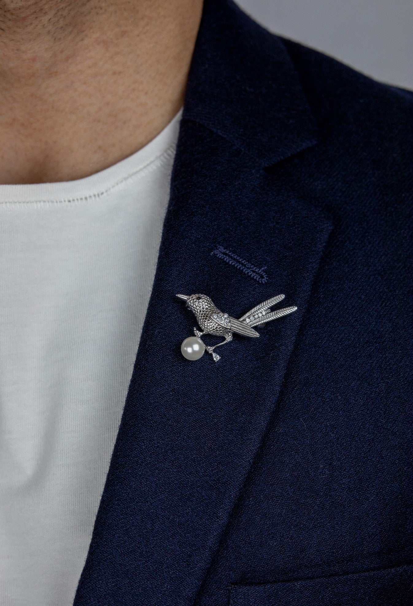 Pearl & Zircon Bird on Branch Brooch - Miraura Jewels