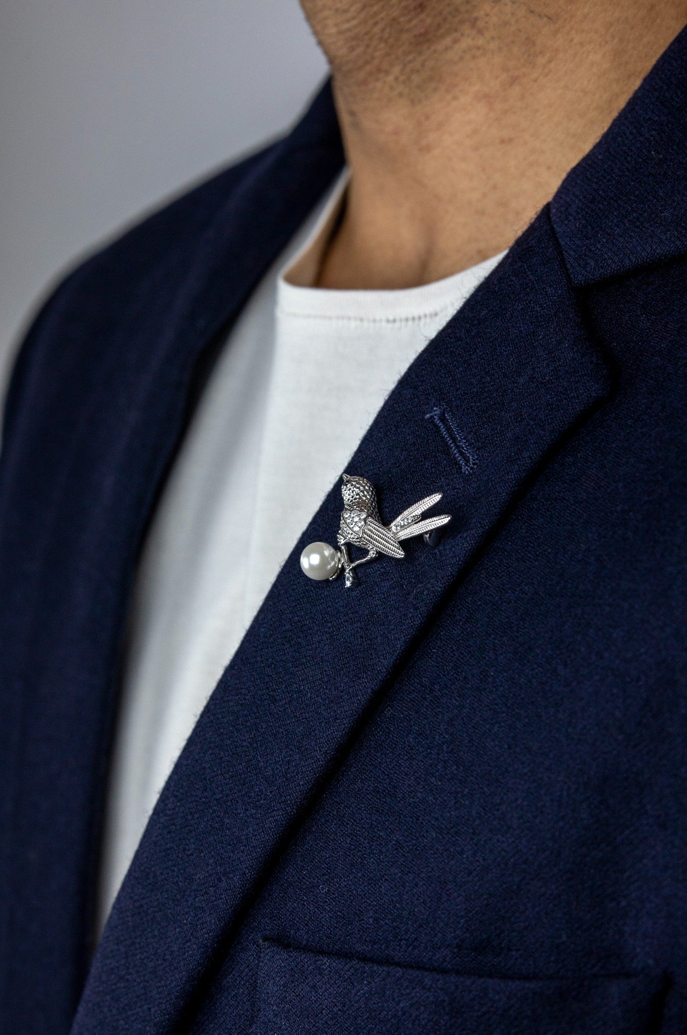 Pearl & Zircon Bird on Branch Brooch - Miraura Jewels