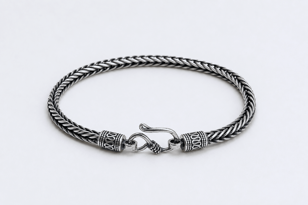 925 Sterling Silver Foxtail Link Bracelet by Miraura Jewels

