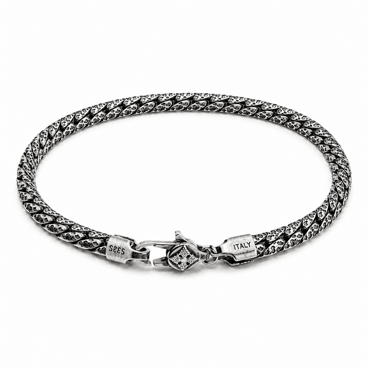 925 Silver Oxidised Byzantine Chain Bracelet 
