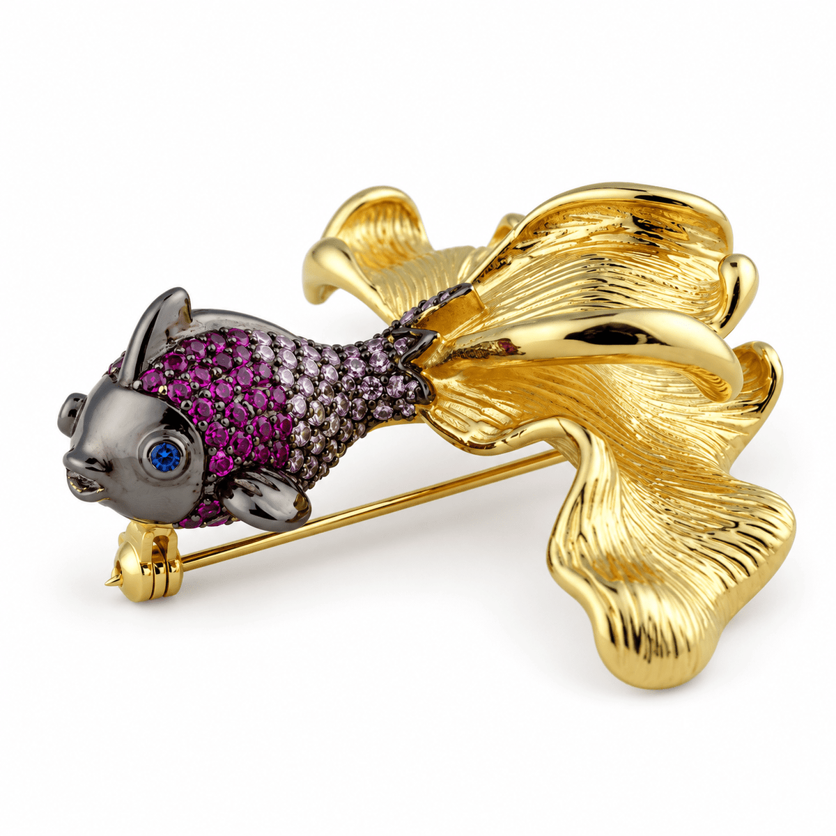 The Golden Matsya Bespoke 925 Silver Brooch by Miraura Jewels
