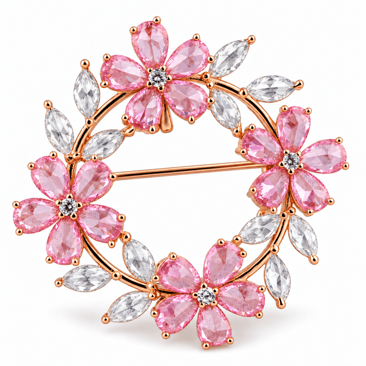 Rose Petal Halo Bespoke Silver Floral Wreath Brooch by Miraura Jewels, Jaipur
