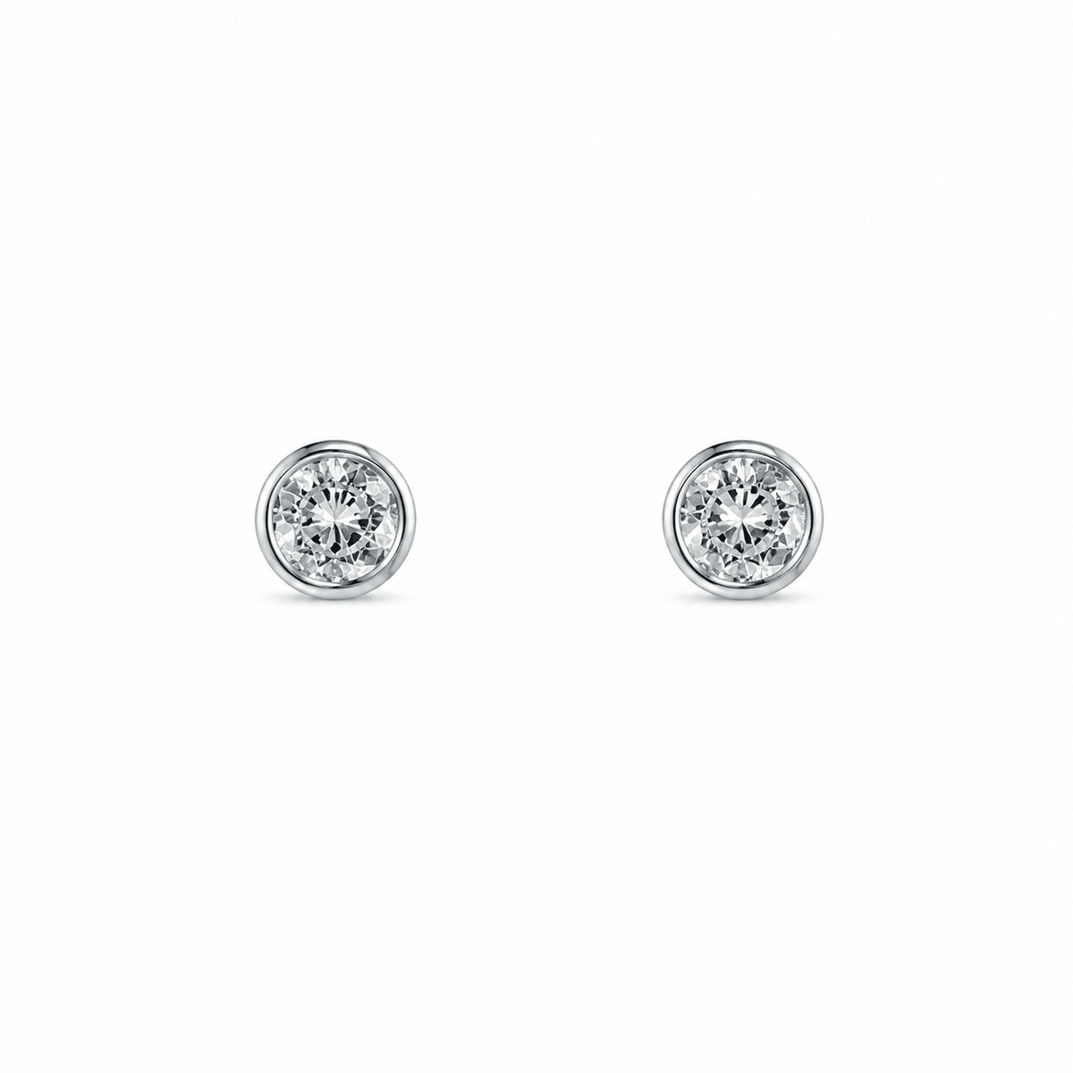 925 Silver Bezel-Set Solitaire Stud Earrings | Miraura Jewels