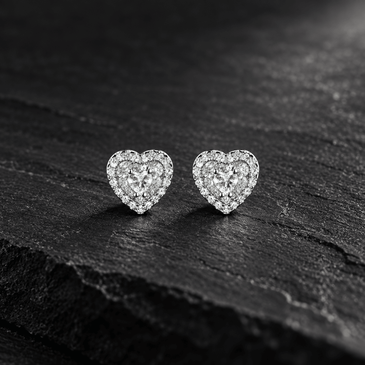Crystalline Heart Halo Stud Earrings - Miraura Jewels