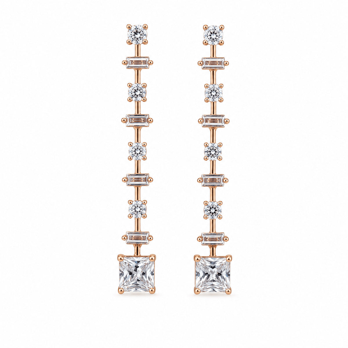 925 Silver Chic Rose Gold Dangle Earrings | Miraura Jewels