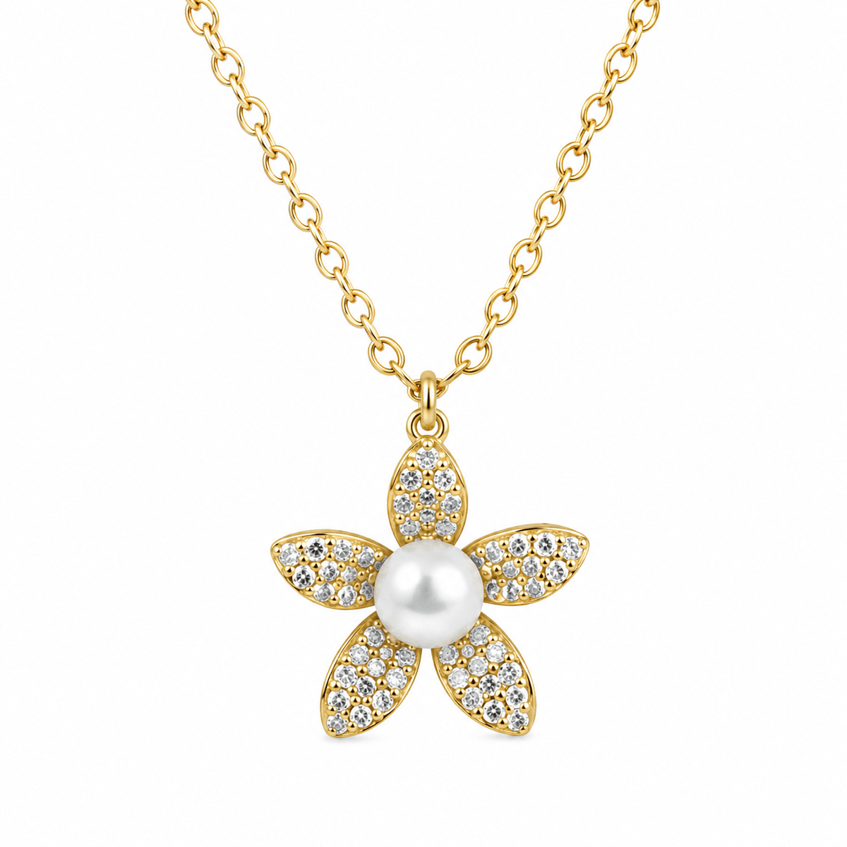 Pearl & Crystal Flower Pendant - Miraura Jewels