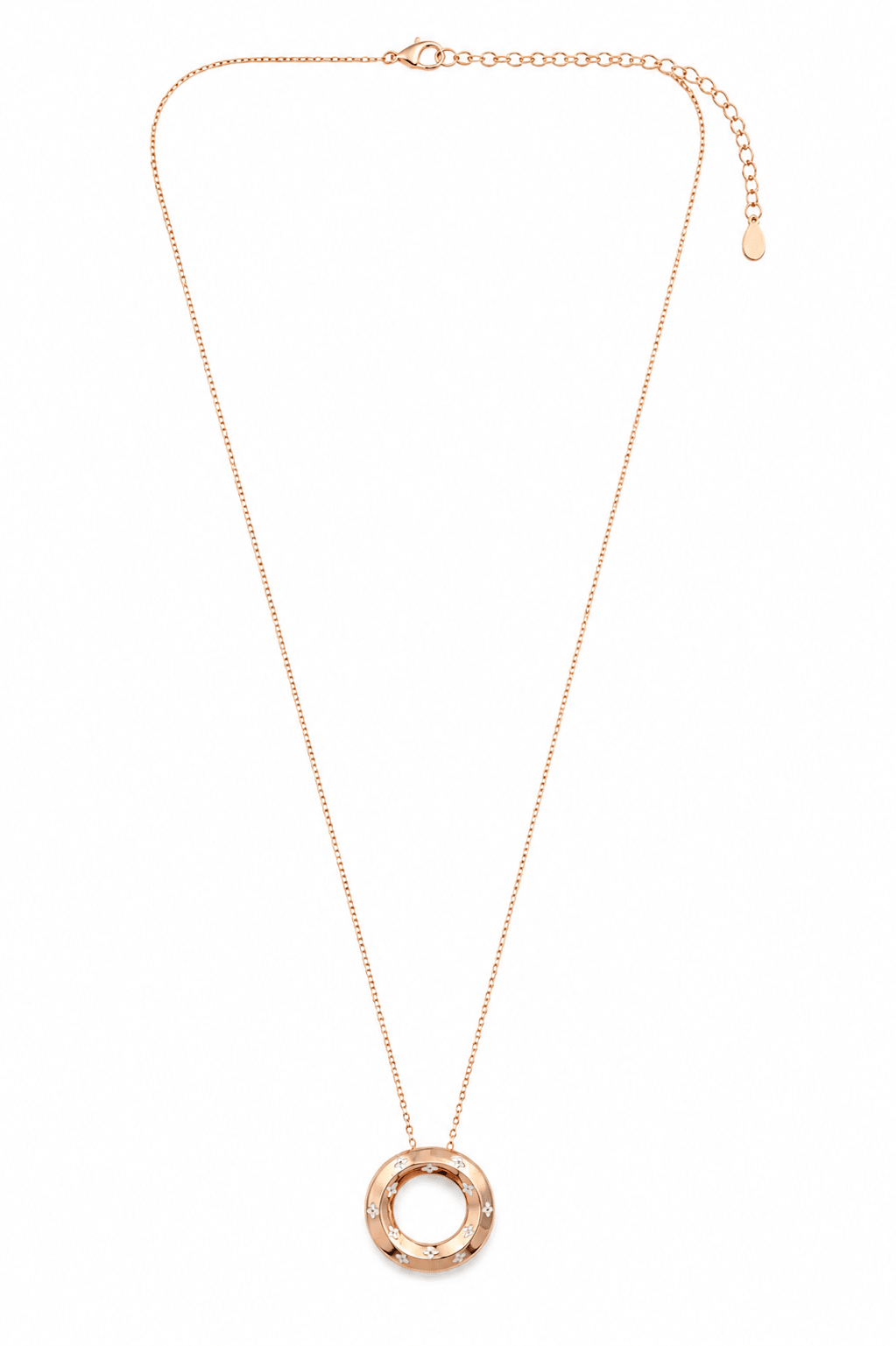 A delicate Miraura's Rose Gold Segment Pendant displayed on a clean white background.