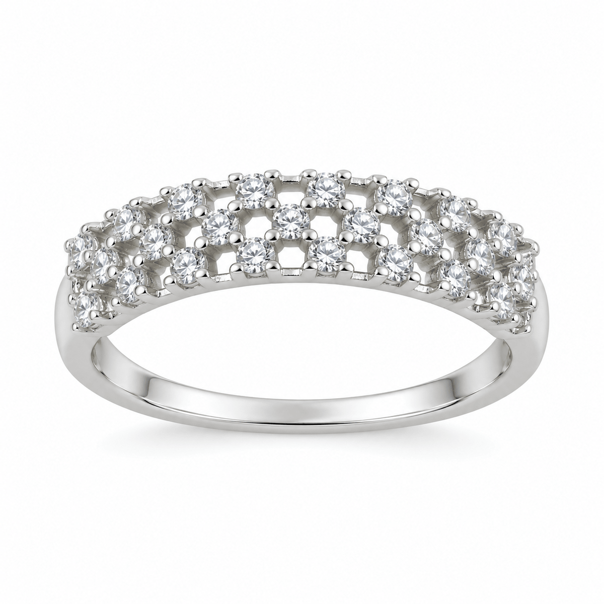 925 Silver Elegant Triple Row Eternity Band by Miraura Jewels