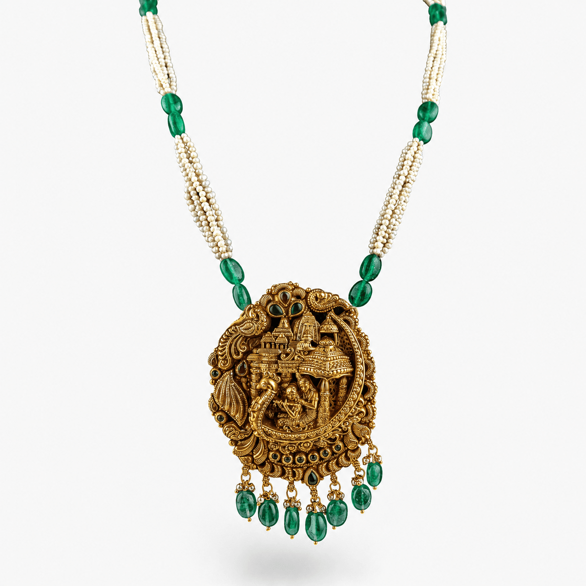 Radha Krishna Temple Jewelry Pendant | 925 Silver by Miraura Jewels.
