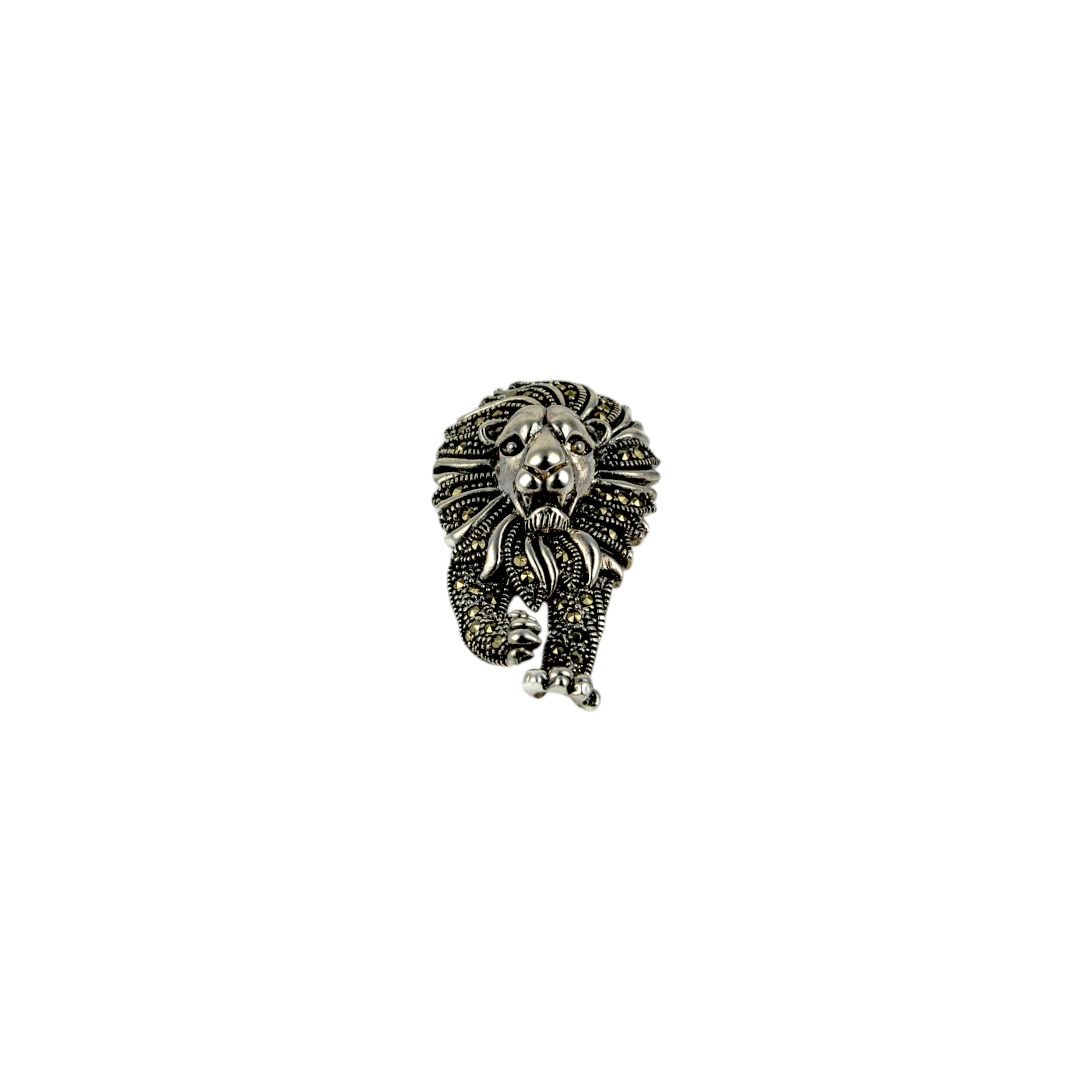 Majestic Lion Head Oxidized Silver Brooch - Miraura Jewels