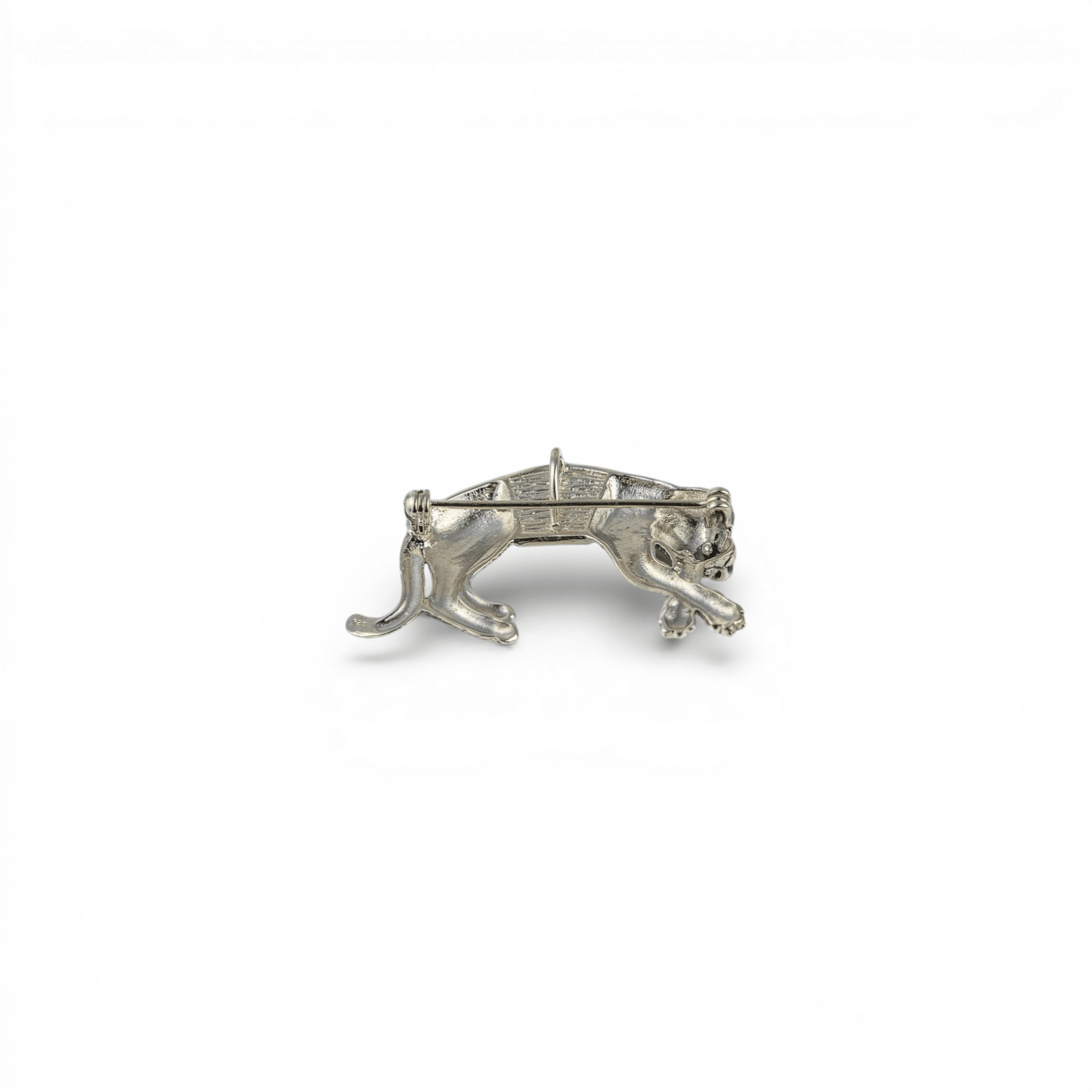 Black Onyx & Zircon Panther Silver Brooch - Miraura Jewels