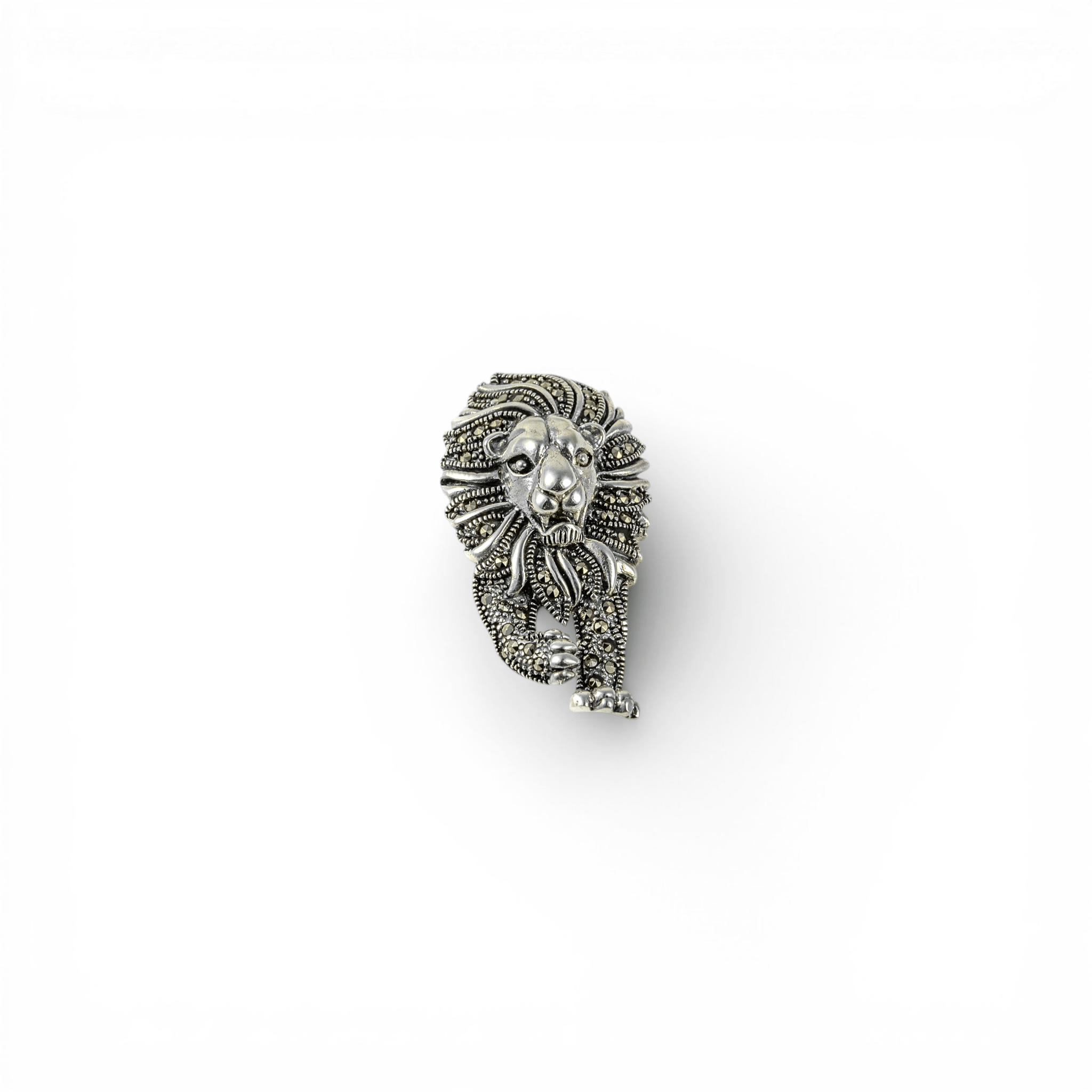Majestic Lion Head Oxidized Silver Brooch - Miraura Jewels