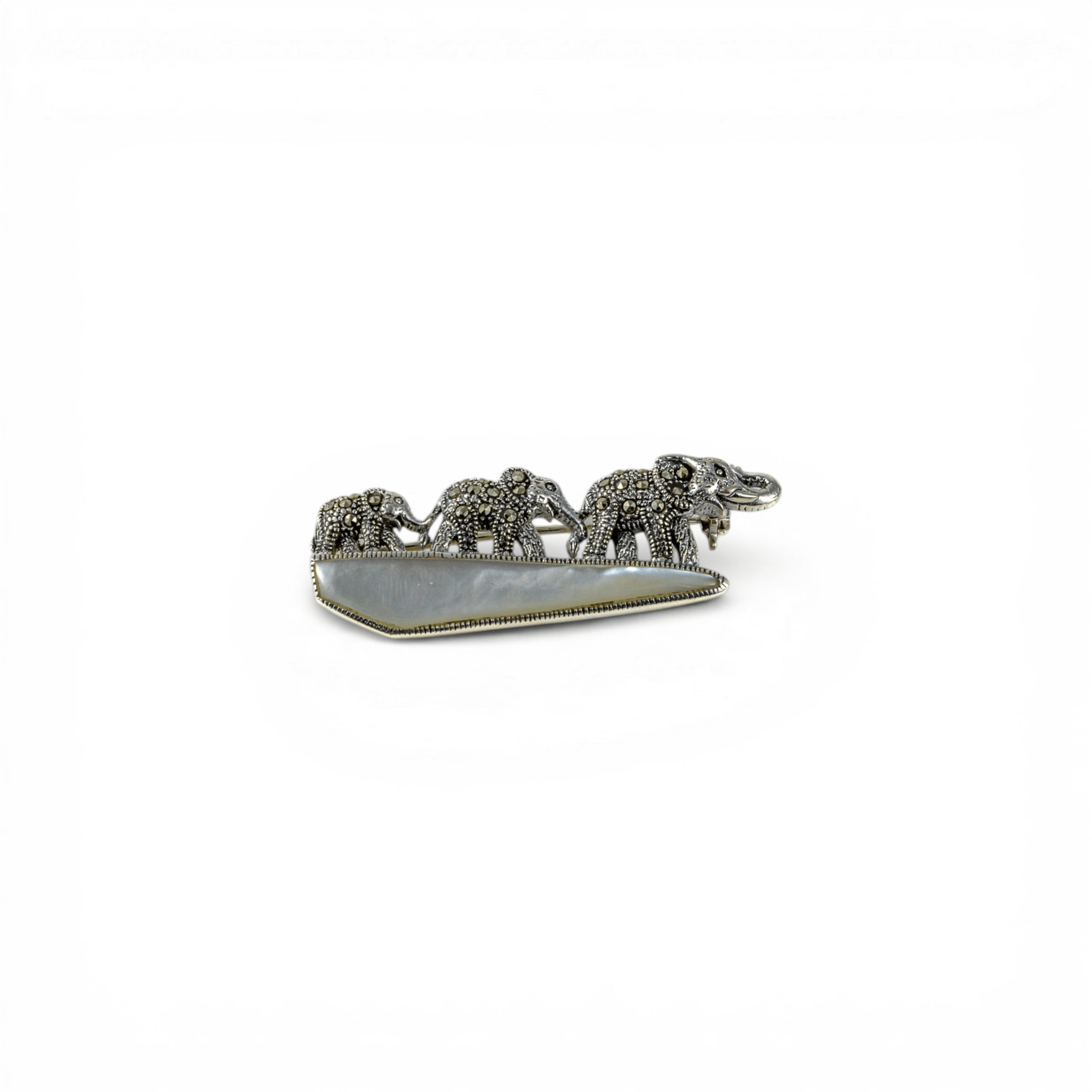 Elephant Trio Mother of Pearl Brooch - Miraura Jewels