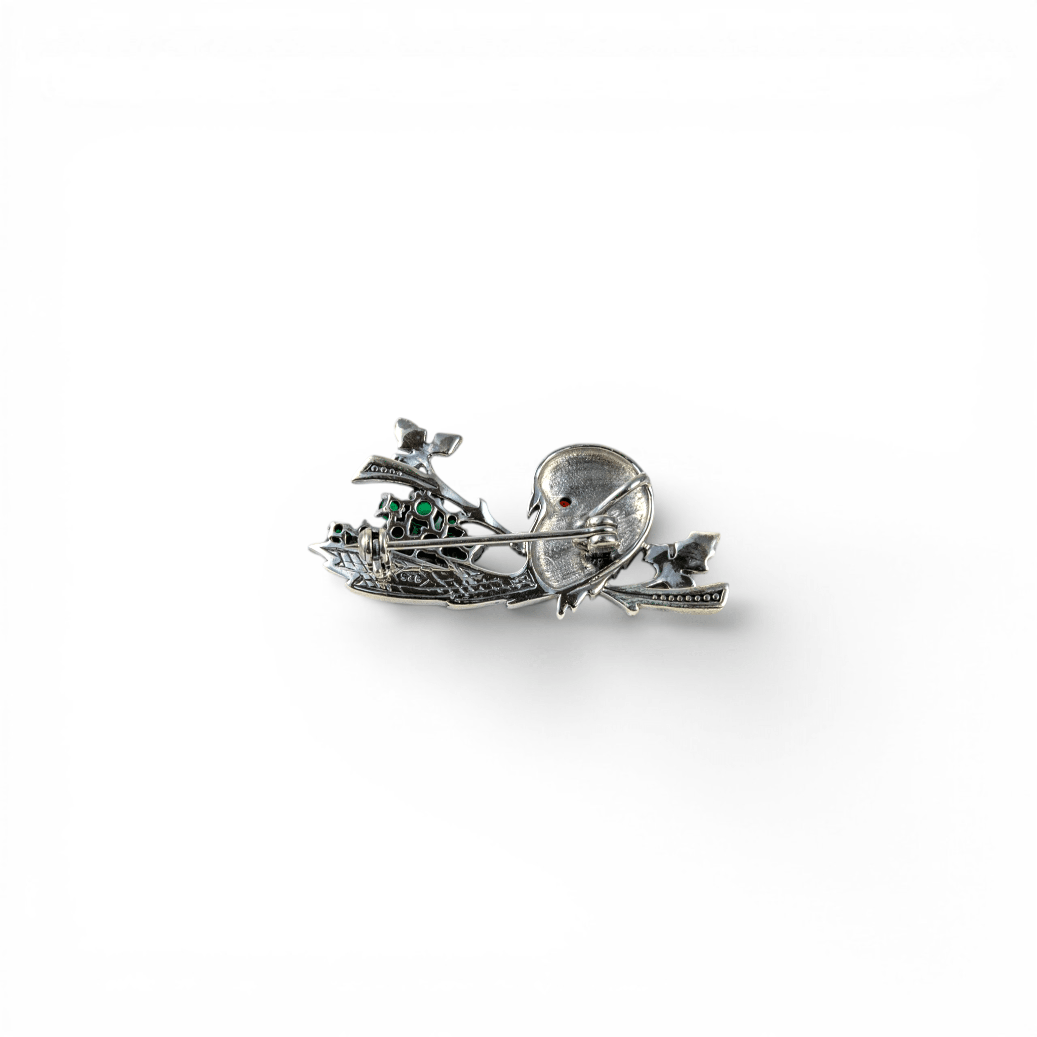 Marcasite Parrot & Emerald Green Brooch - Miraura Jewels