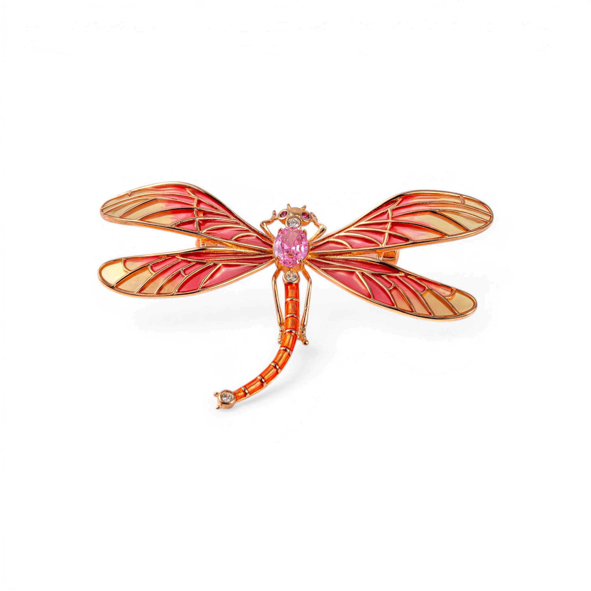 Enamel Dragonfly Rose Gold Silver Brooch - Miraura Jewels