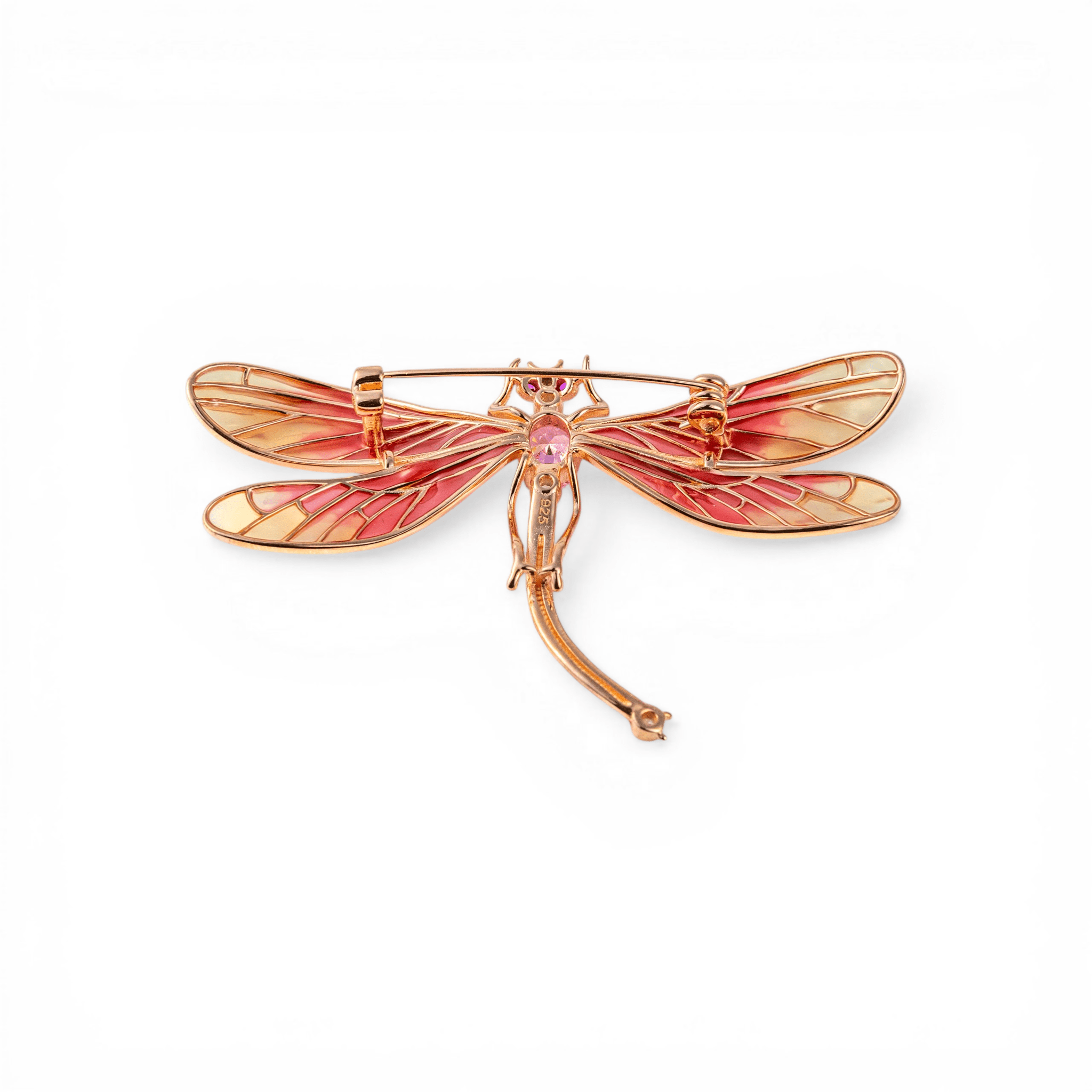 Enamel Dragonfly Rose Gold Silver Brooch - Miraura Jewels