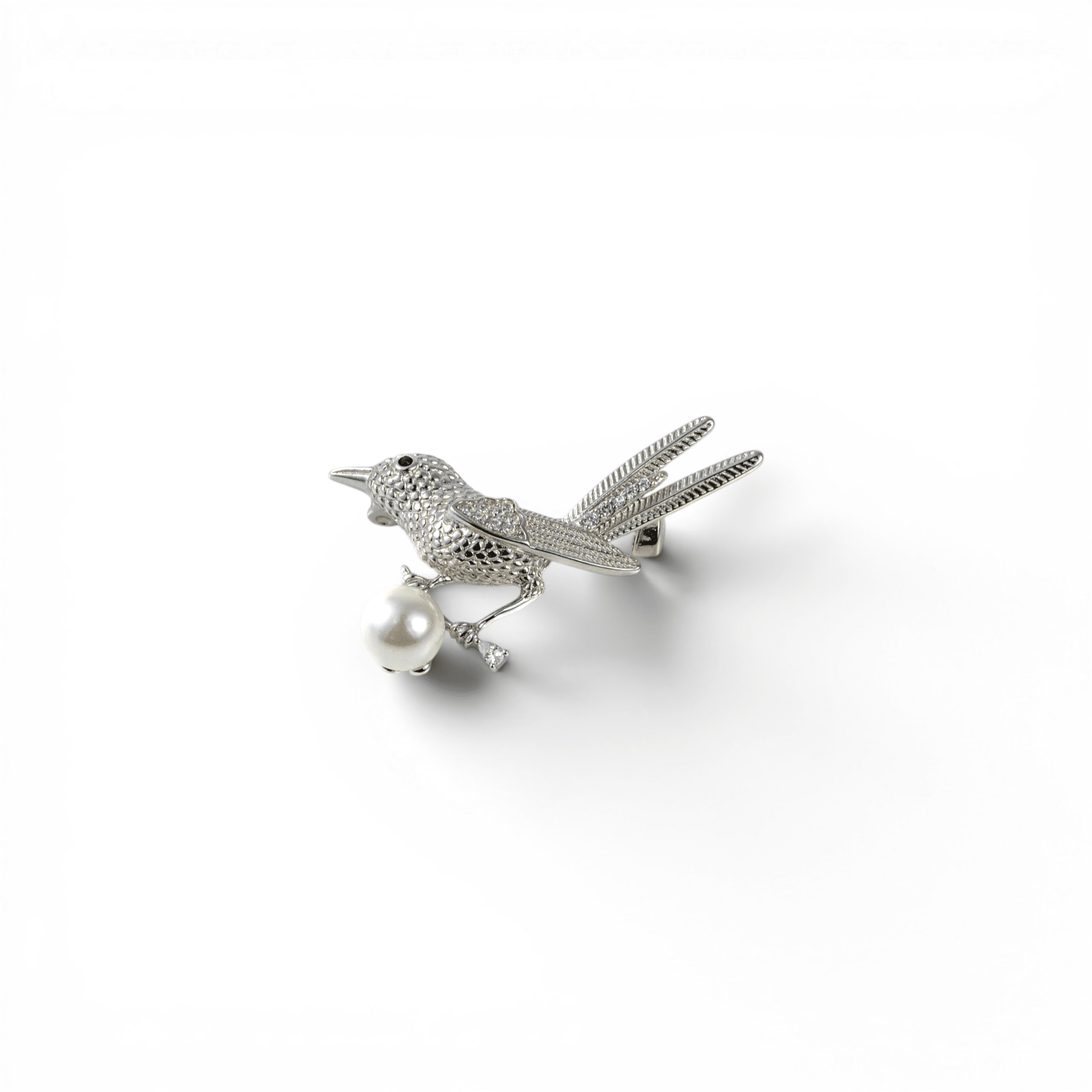 Pearl & Zircon Bird on Branch Brooch - Miraura Jewels