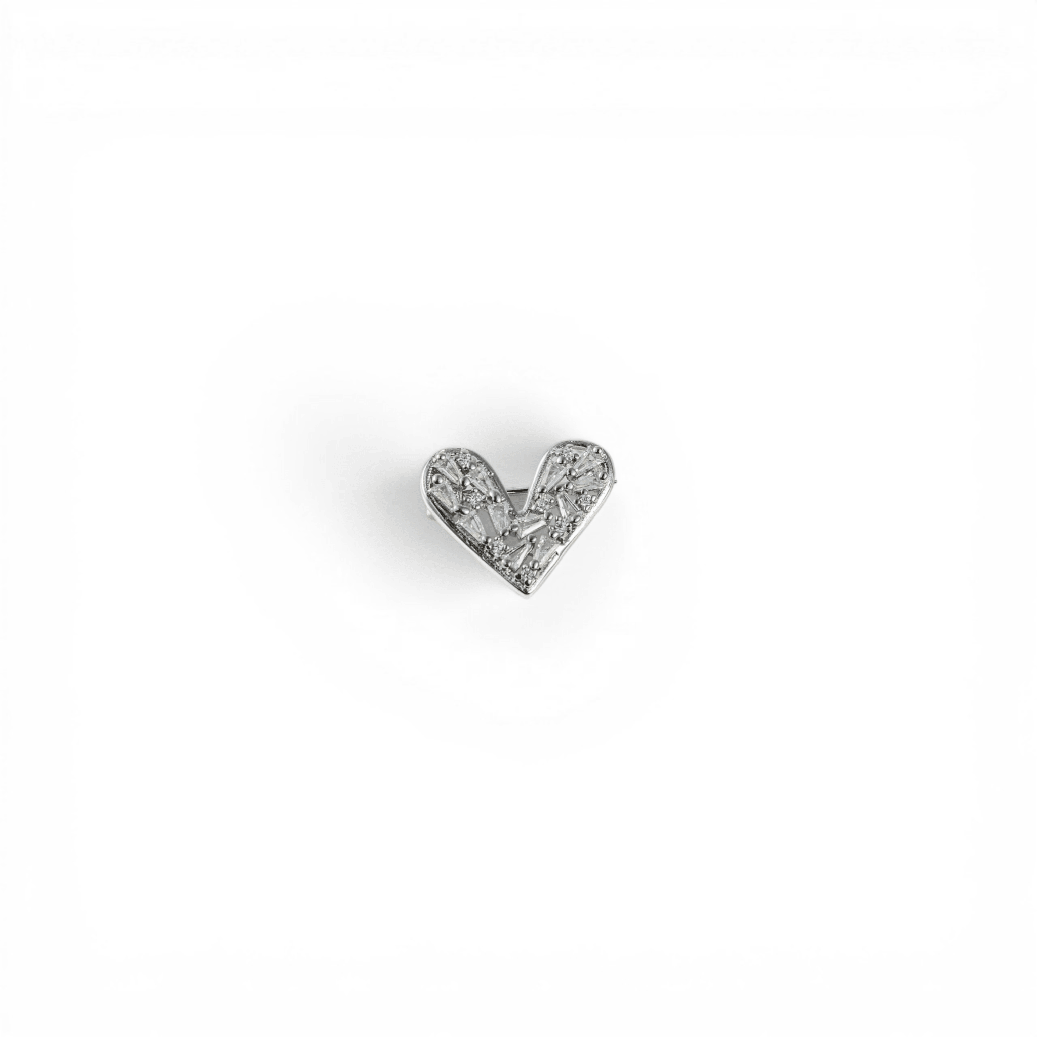 Zircon Encrusted Silver Heart Brooch - Miraura Jewels