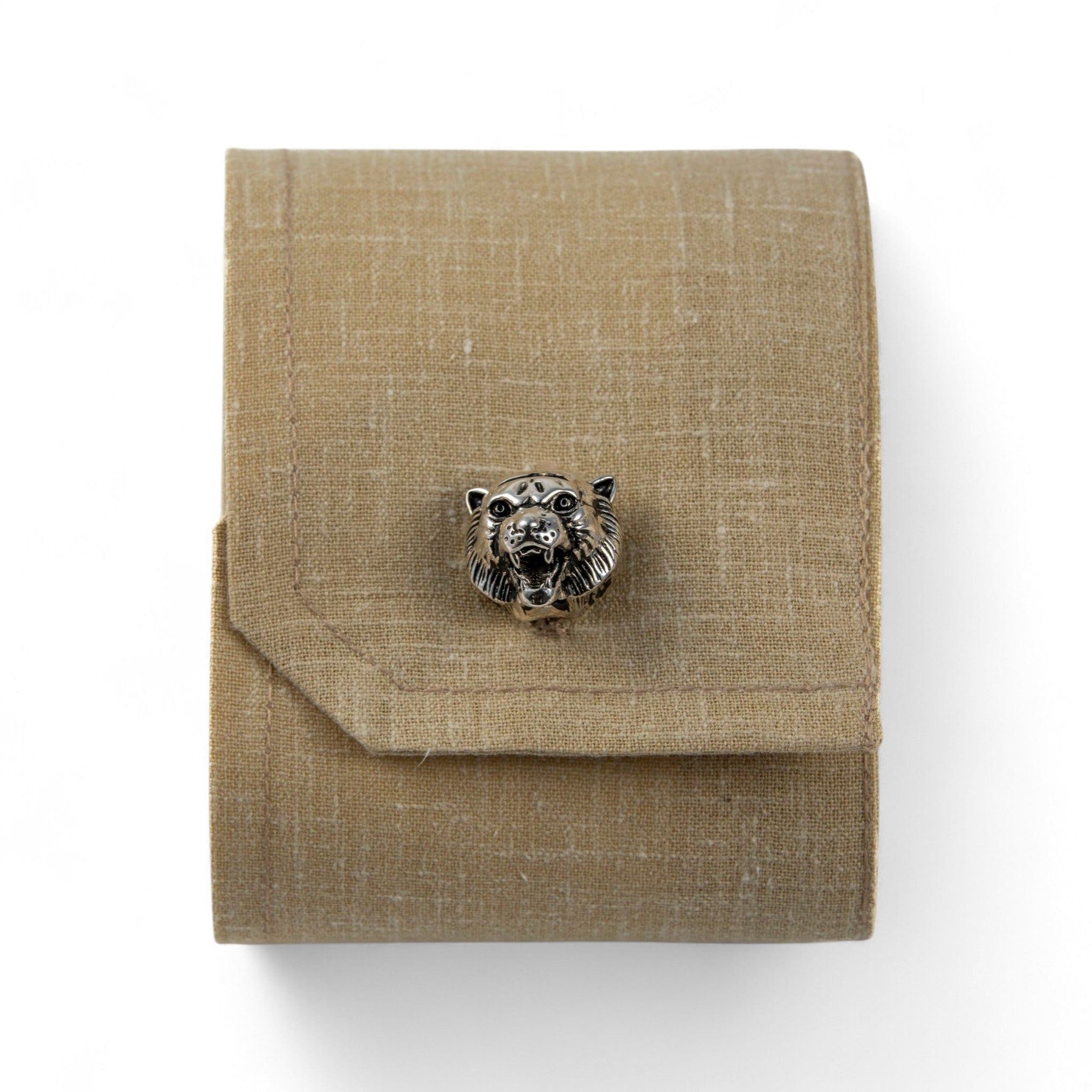 Detailed Tiger Head Silver Cufflinks - Miraura Jewels