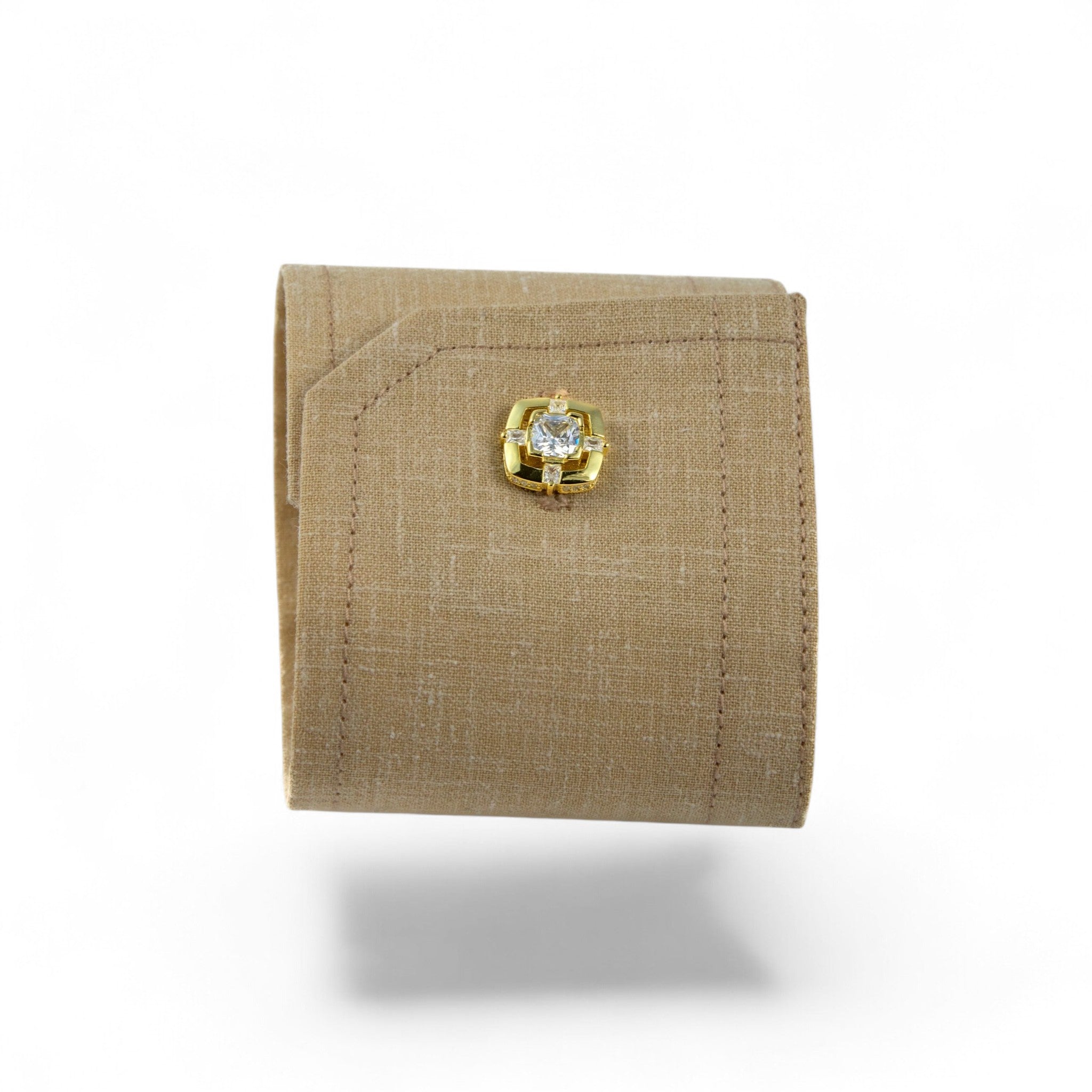 Gold Square Zircon Geometric Cufflinks - Miraura Jewels