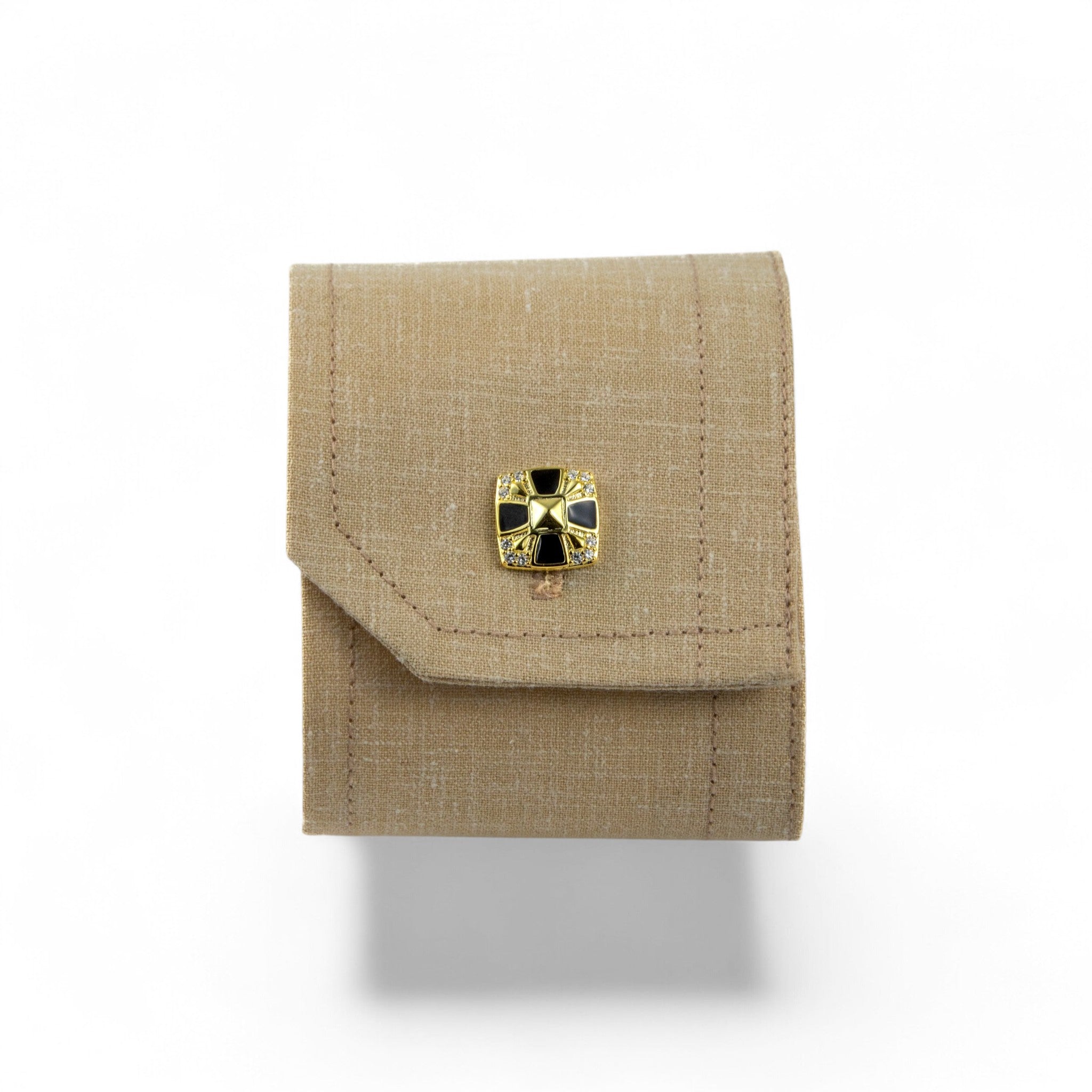 Gold & Black Onyx Geometric Silver Cufflinks - Miraura Jewels