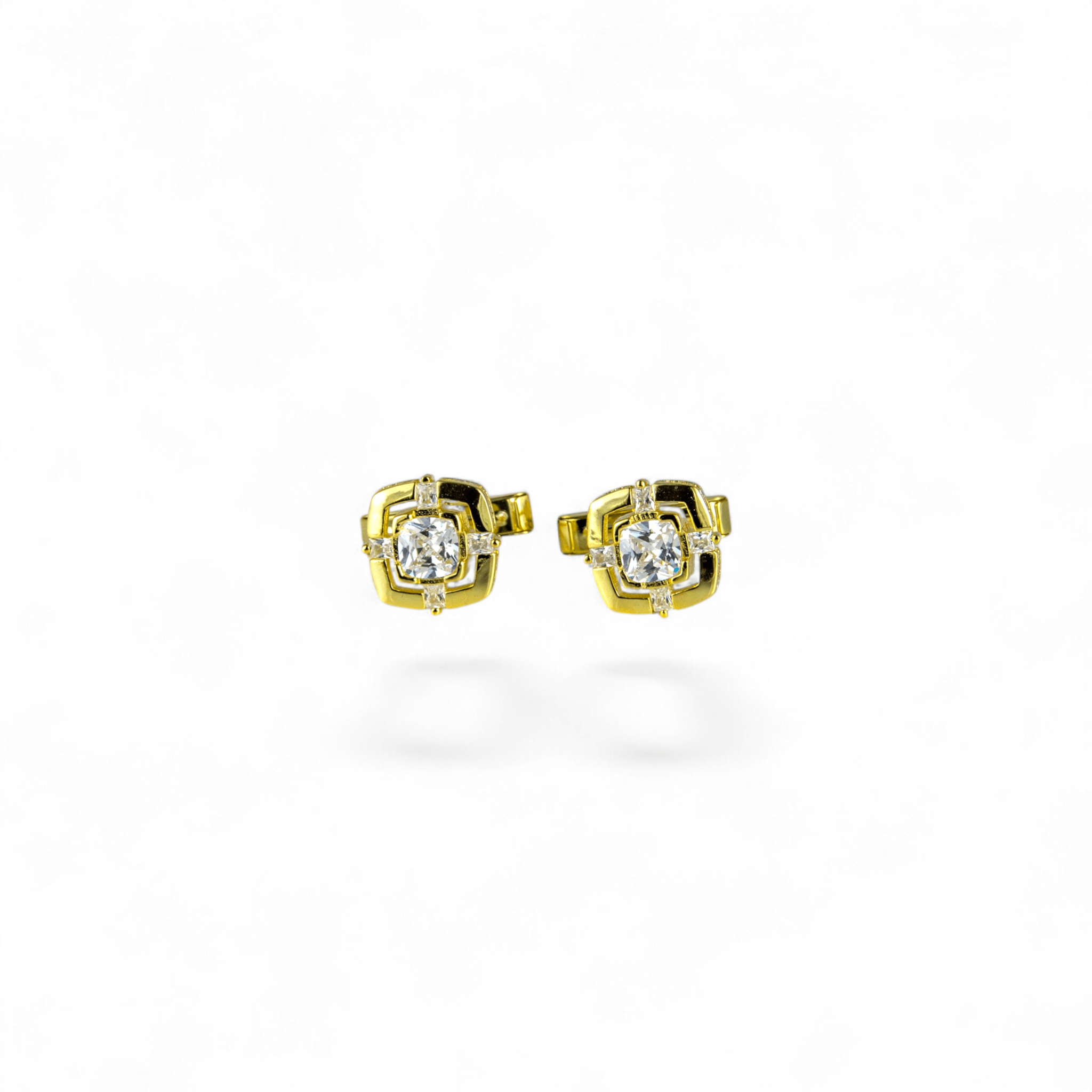 Gold Square Zircon Geometric Cufflinks - Miraura Jewels