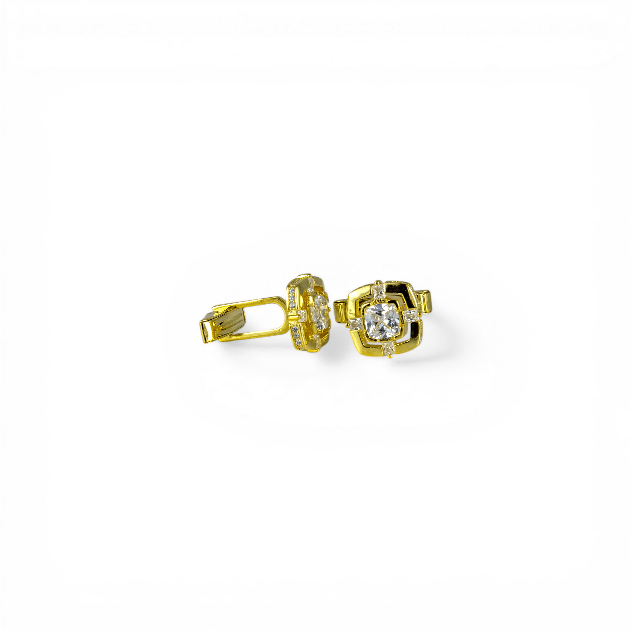 Gold Square Zircon Geometric Cufflinks - Miraura Jewels