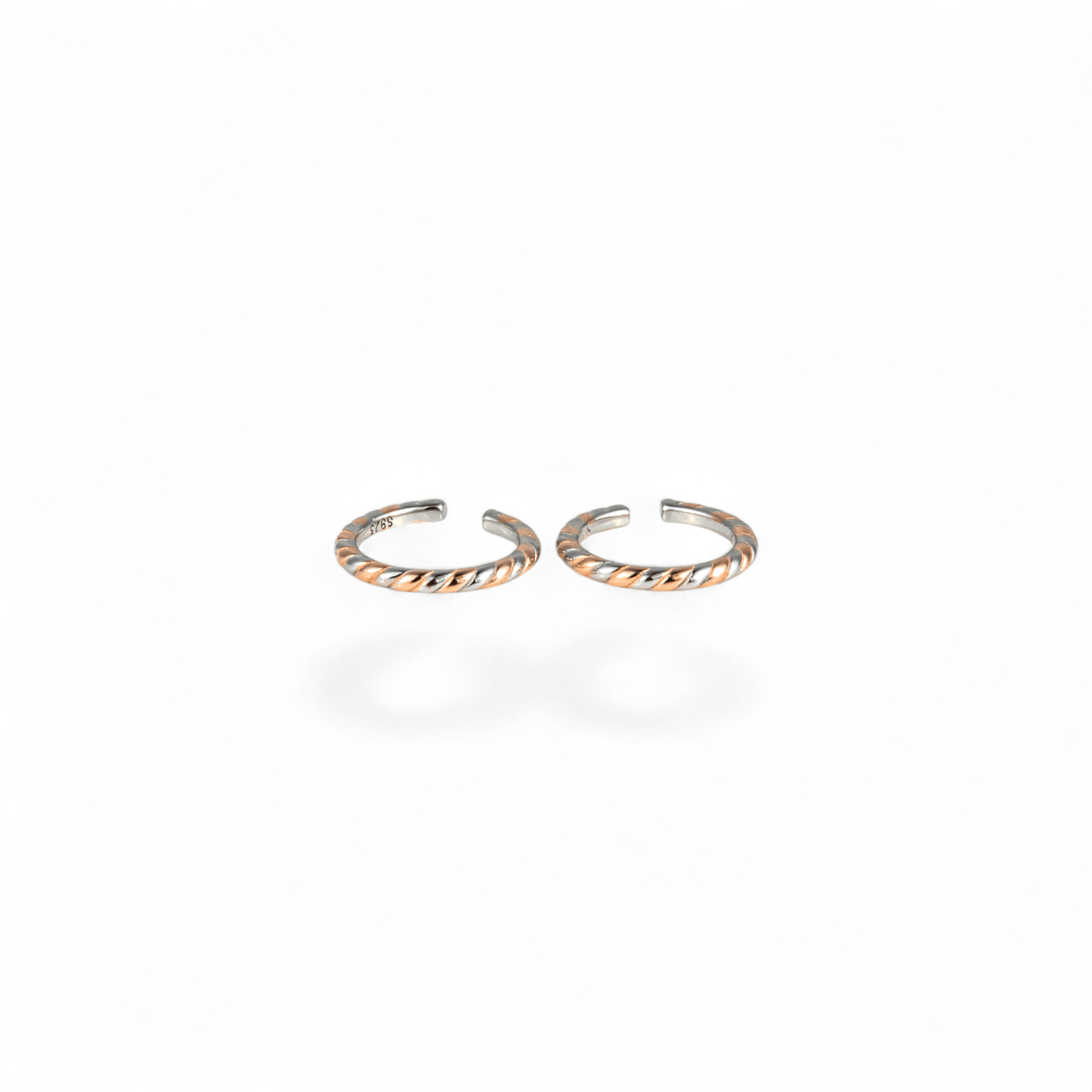 Two - Tone Textured Silver Toe Rings - Miraura Jewels