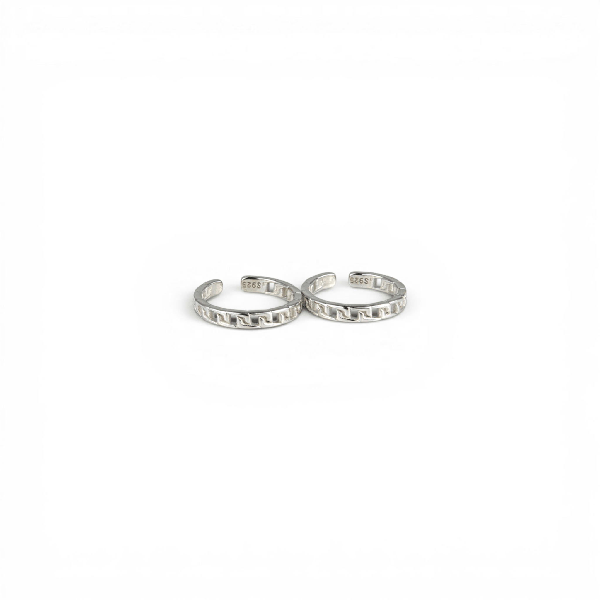 Greek Key Pattern Silver Toe Rings - Miraura Jewels