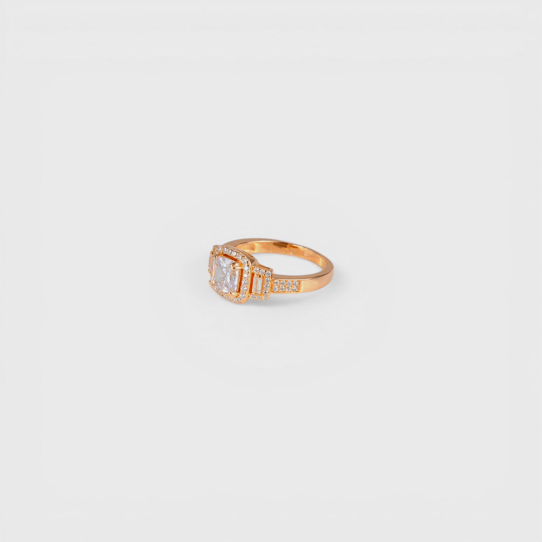 Rose Gold Cushion Cut Zircon Halo Ring - Miraura Jewels