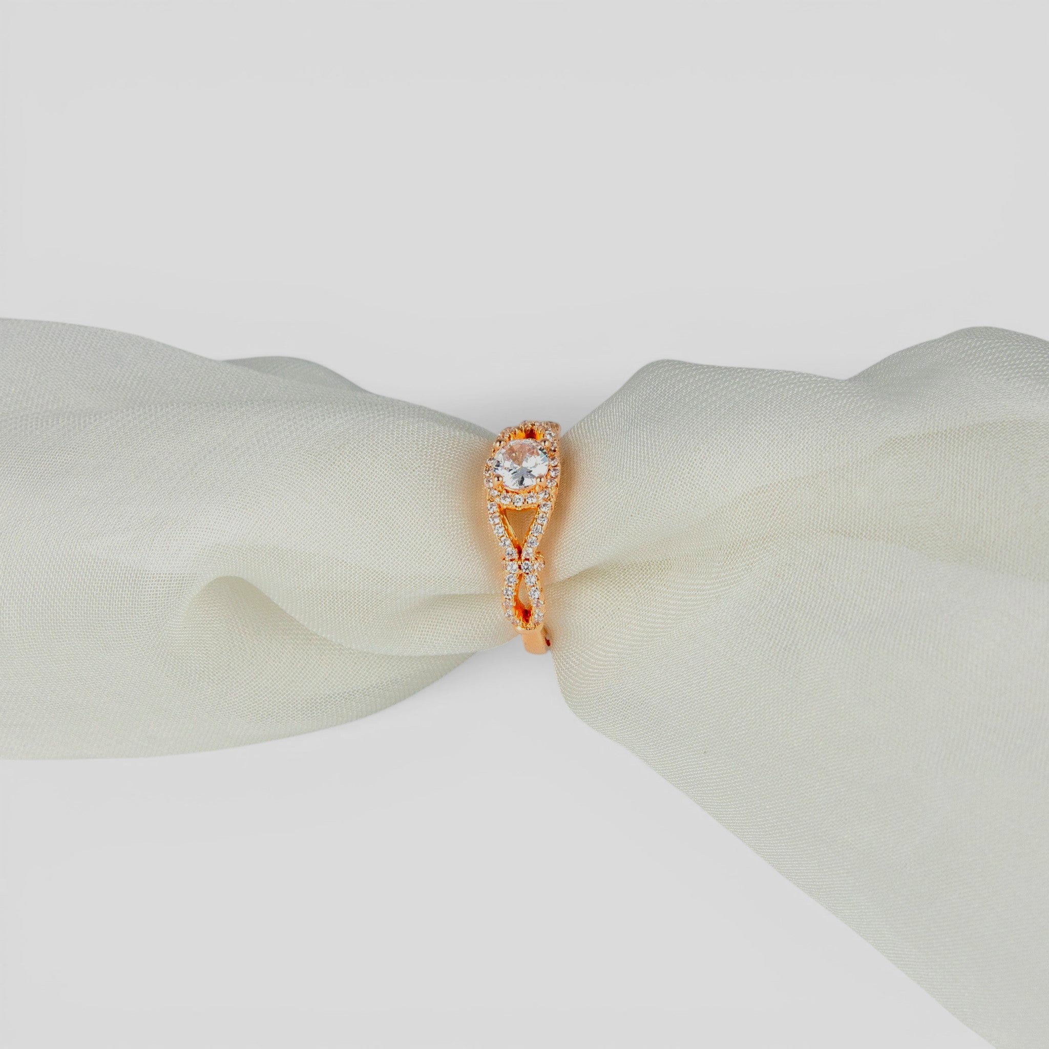 Rose Gold Zircon Infinity Solitaire Ring - Miraura Jewels