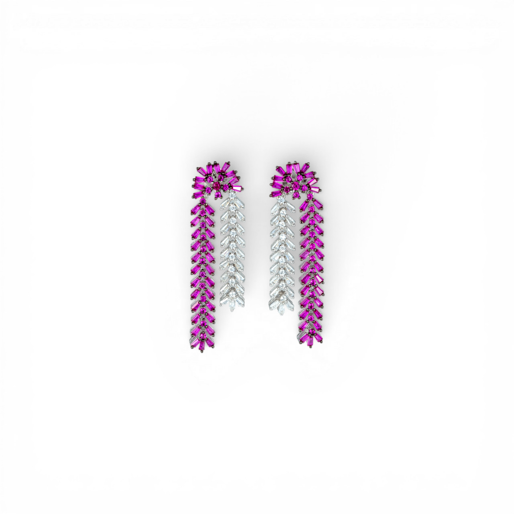 Radiant Ruby & Zircon Cascading Fringe Earrings - Miraura Jewels