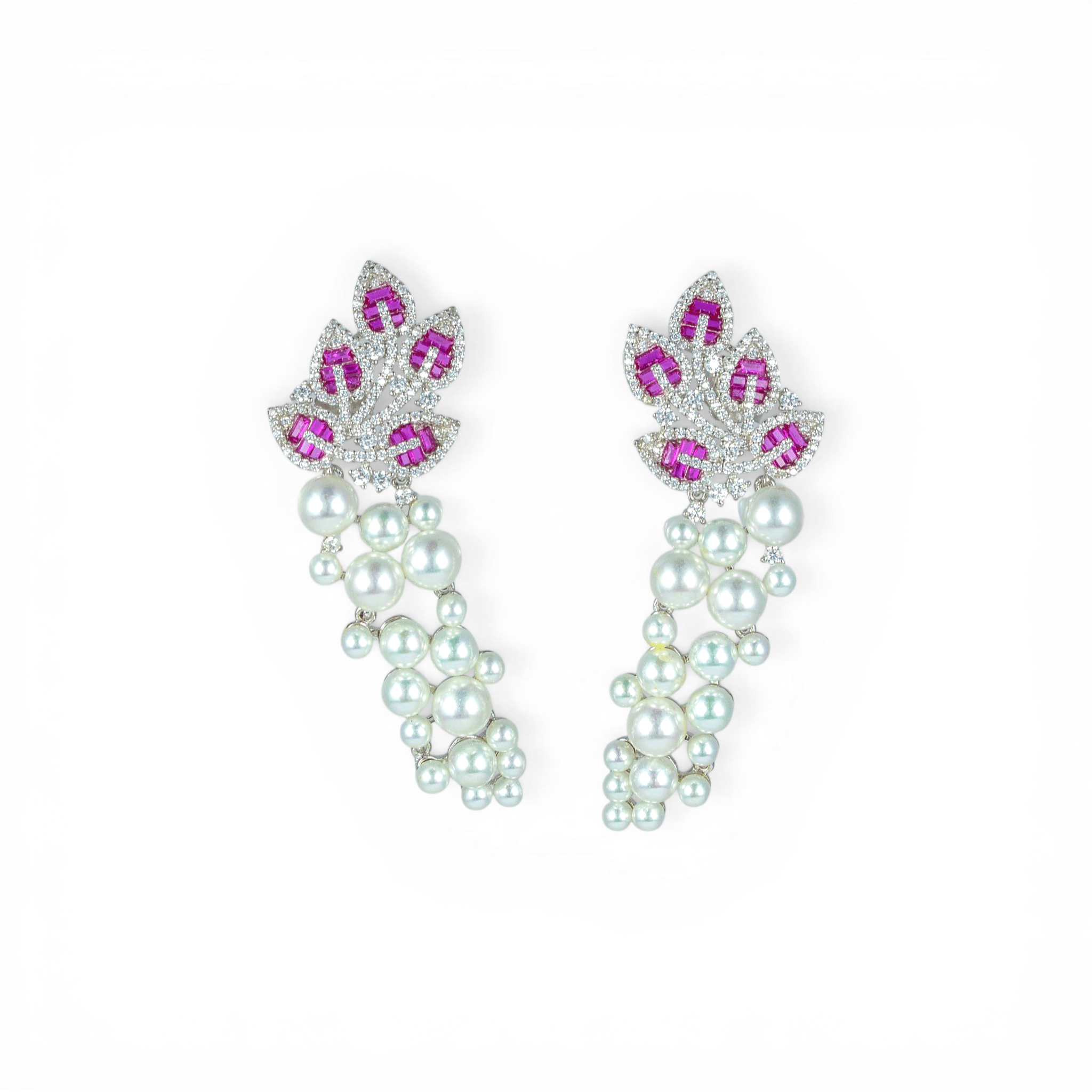 Rose Gold Pavé Pearl Arc Earrings | 925 Silver - Miraura Jewels