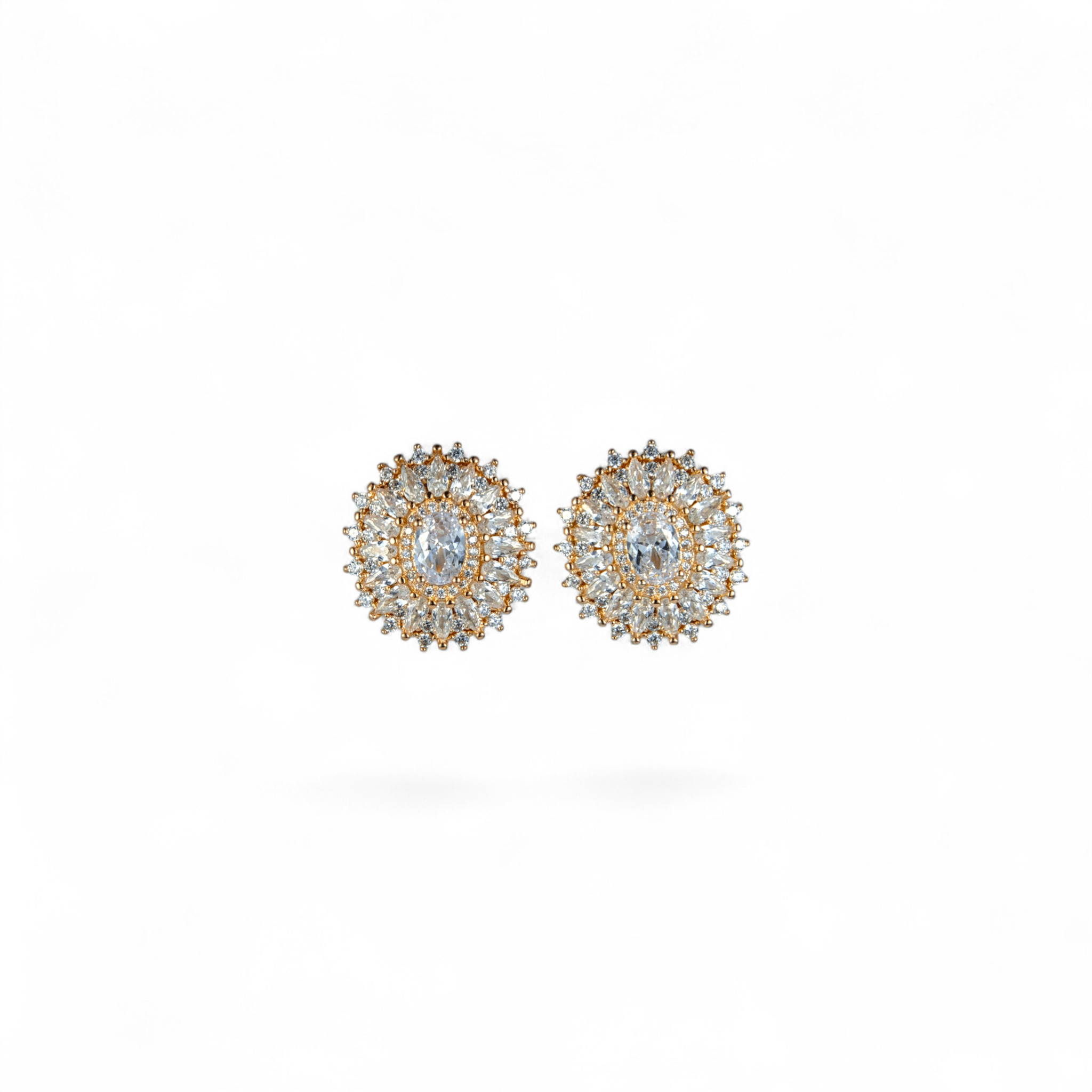 Radiant Sunburst Zircon Halo Studs - Miraura Jewels